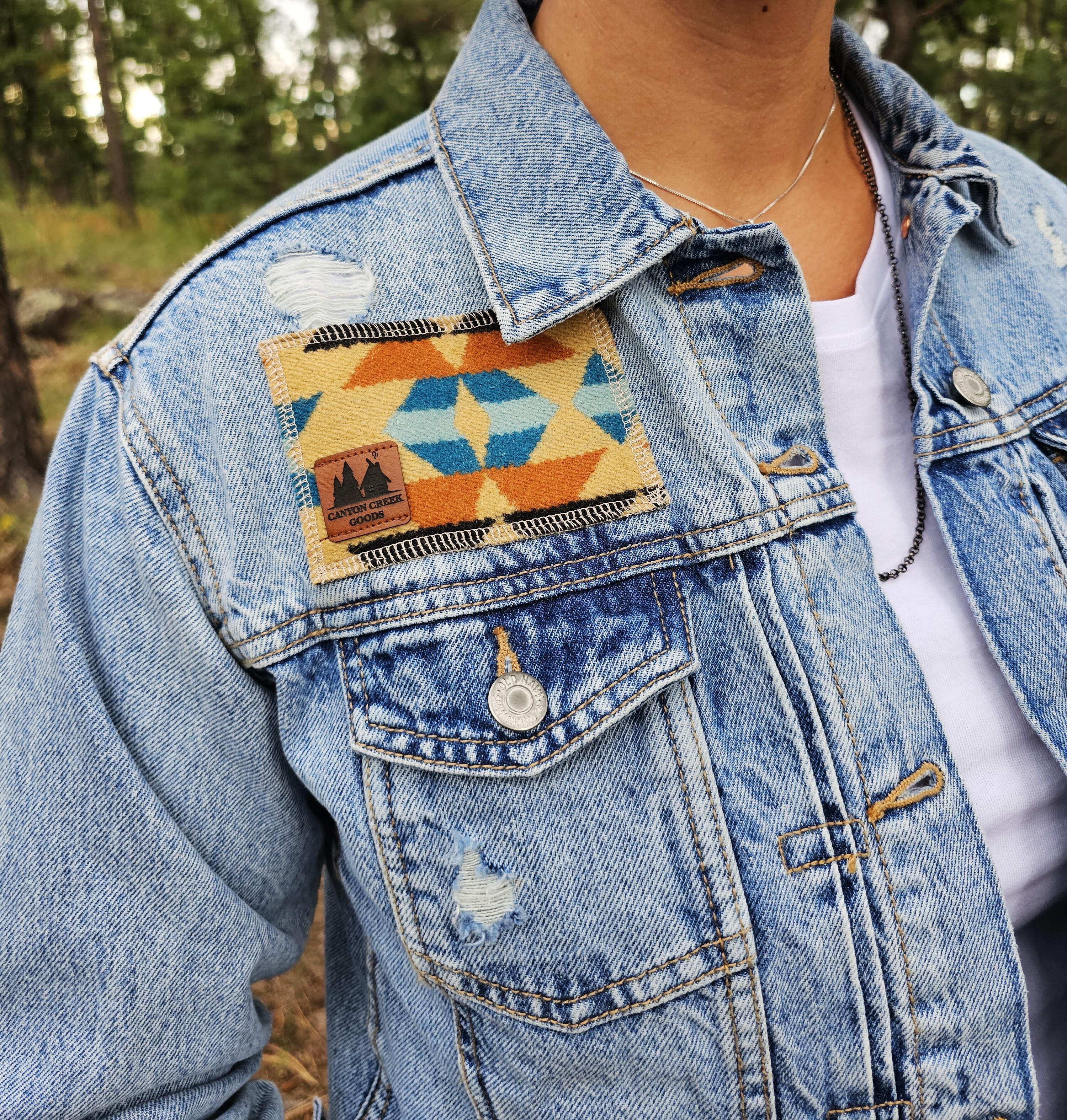 Products :: Western Denim Jacket, Patchwork Jacket, Jean Jacket, Rodeo  Jacket, Cowgirl Denim, Western Wear, Equestrian Jacket, Aztec Denim Jacket