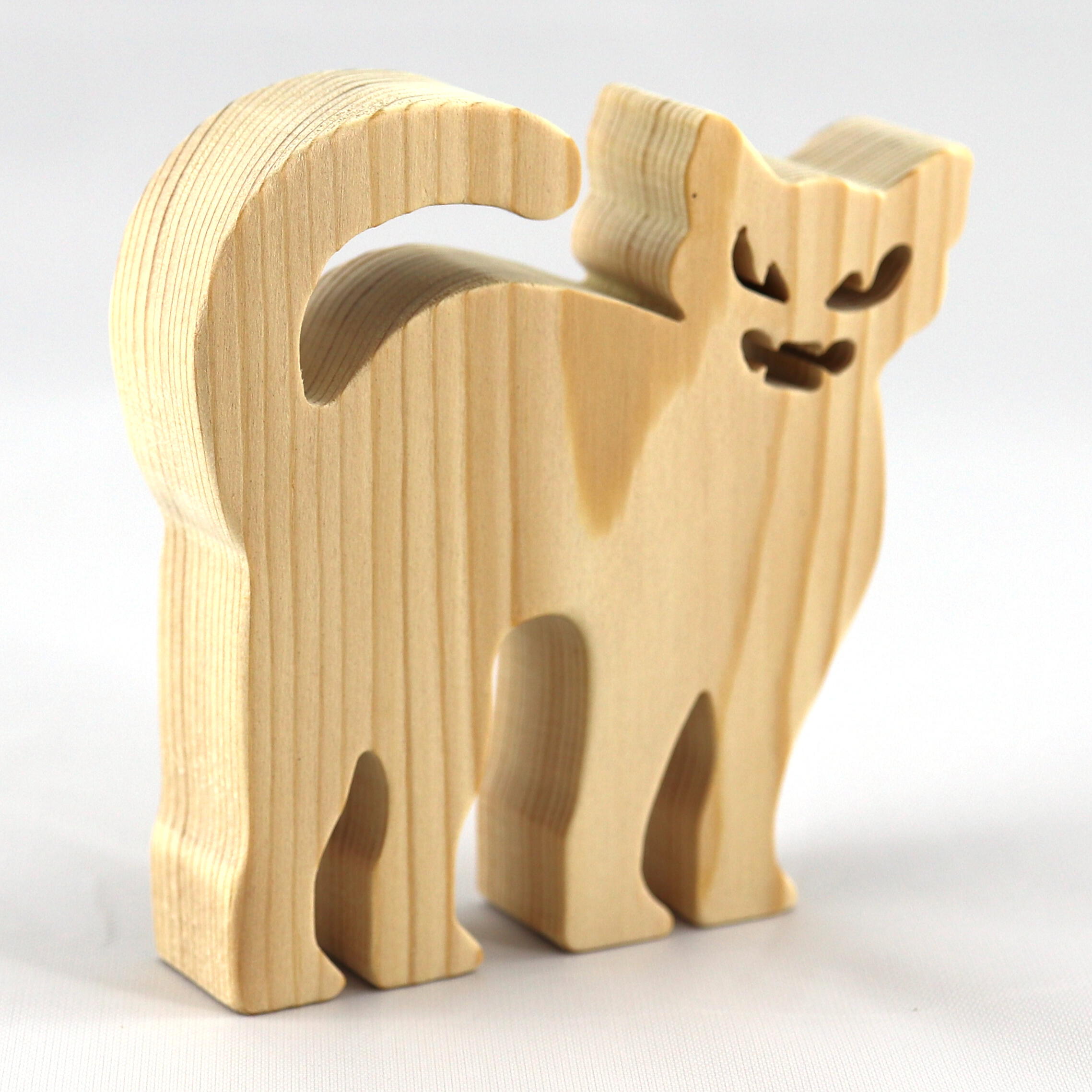 Halloween Cat Cutout, Handmade, Unfinished, Freestanding, and Ready to Paint, Wood Animal From My Snazzy Spooks Collection