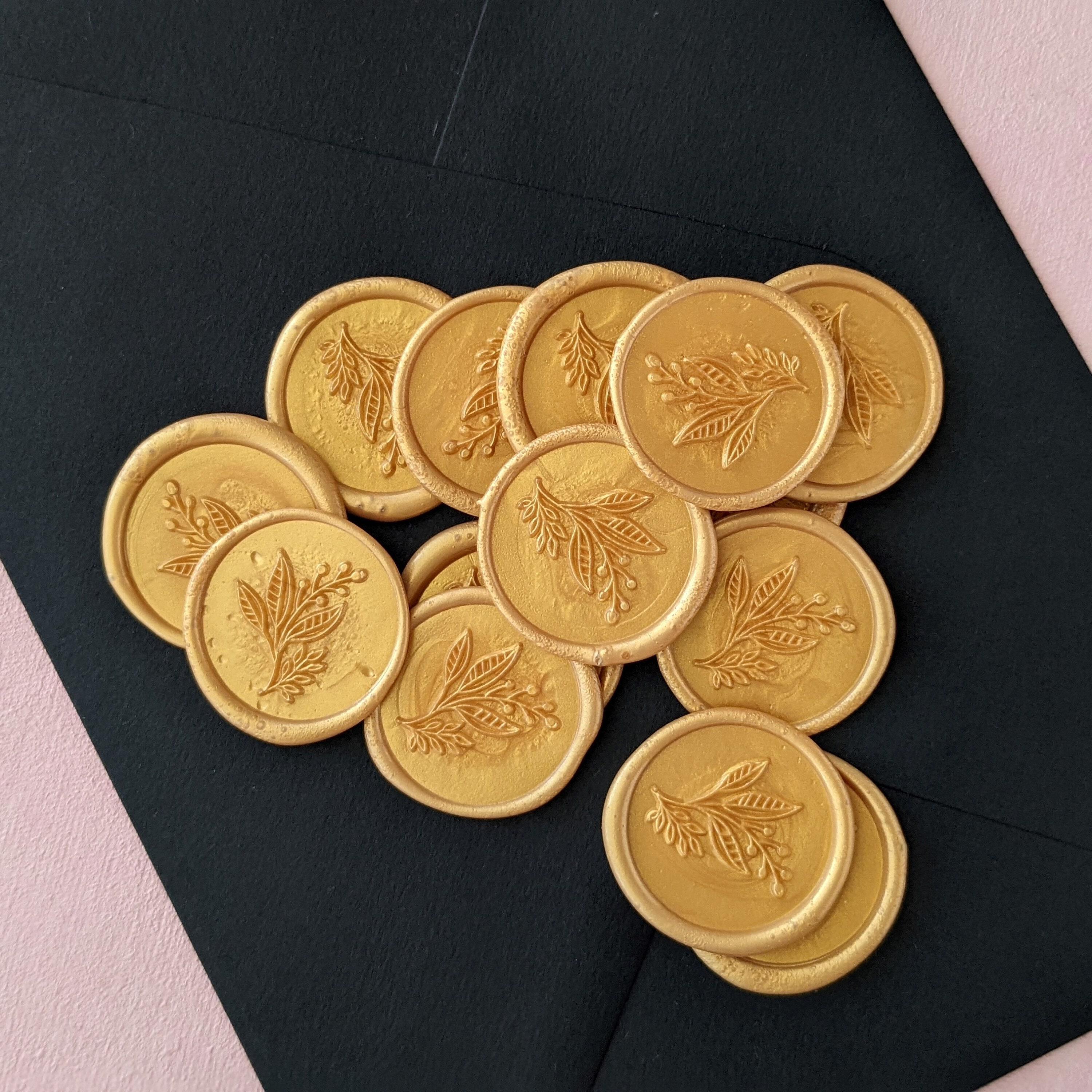 Products :: Gold Wax Seals, Gold Eucalyptus Wedding Wax Seals