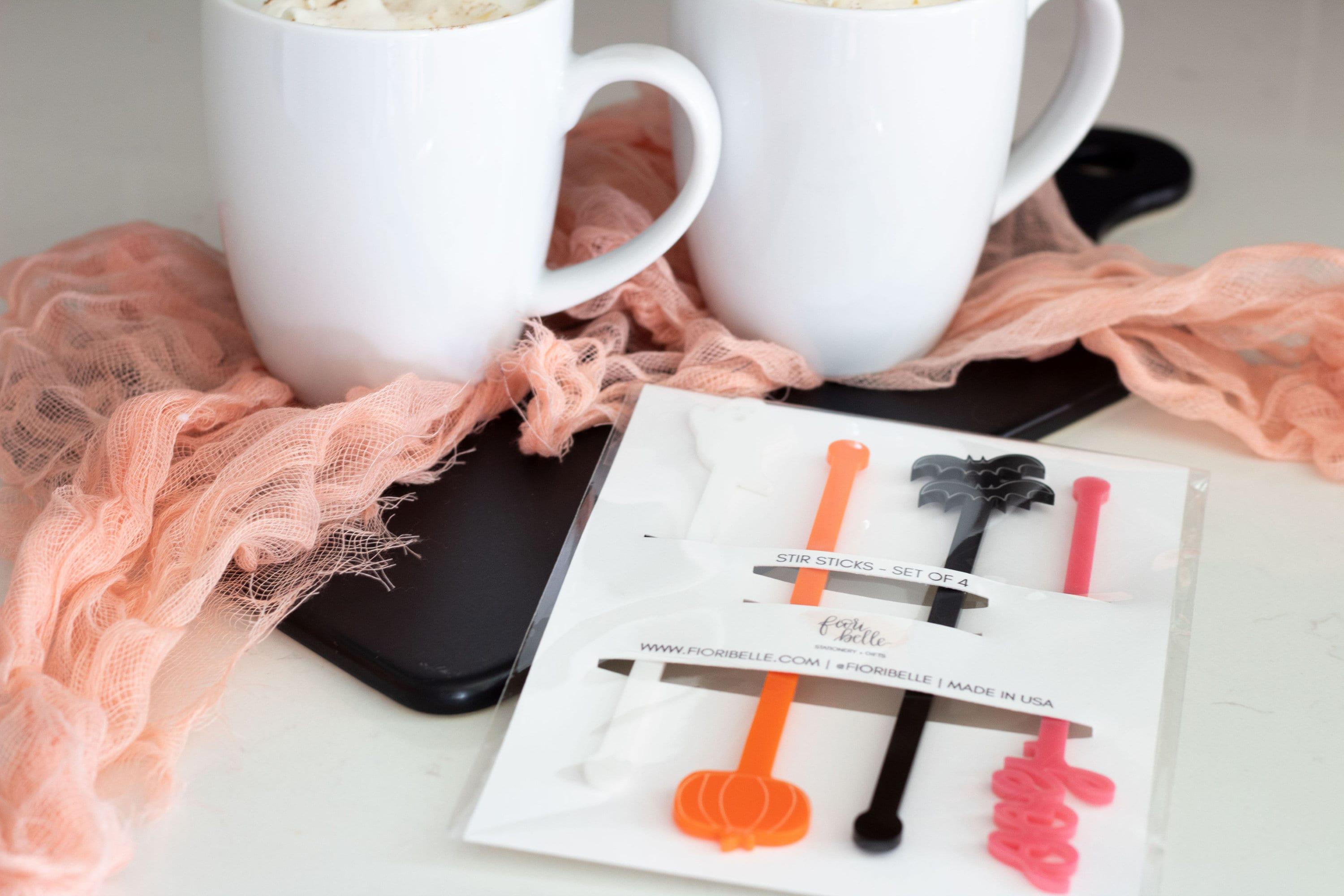 Retro Coffee Pink Acrylic Drink Stirrers Swizzle Sticks