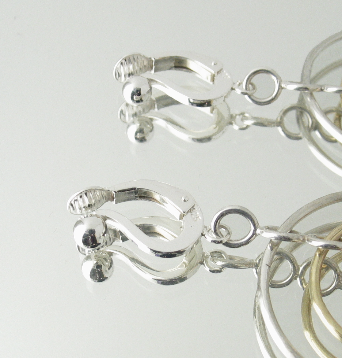 German made 925 sterling silver clip on non-pierced earrings