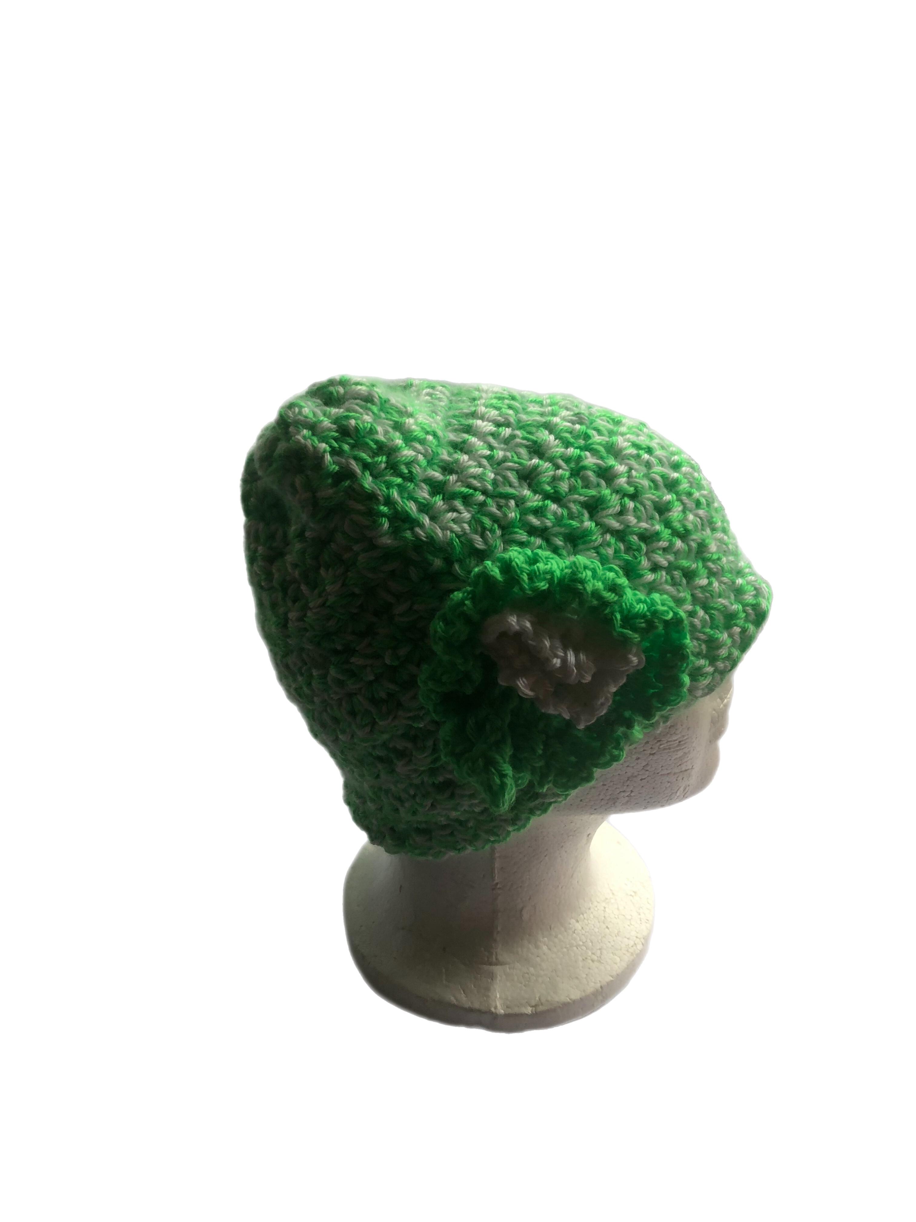 Clothing & Accessories Hats Crocheted Lime Green Flower Hat