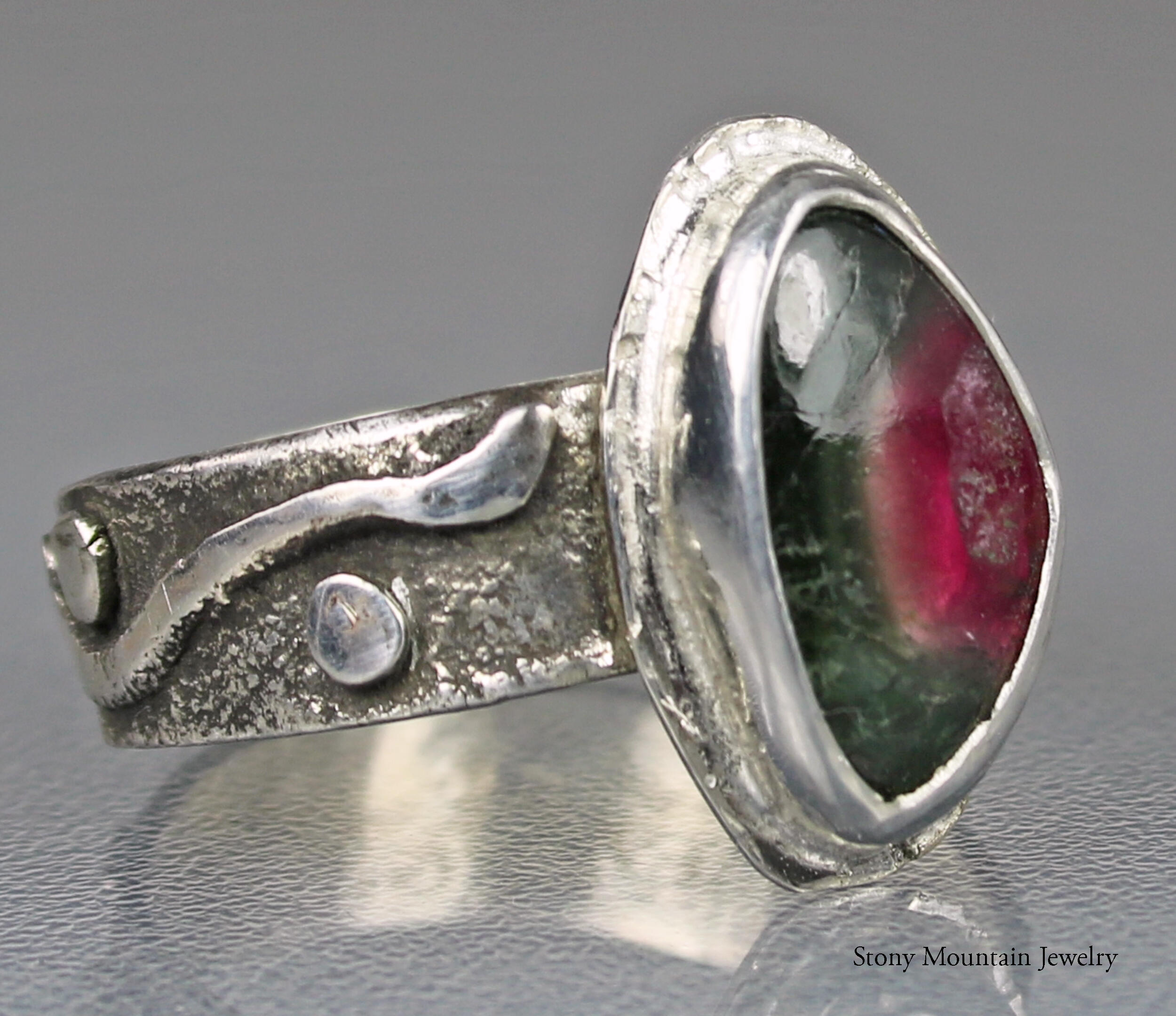 Watermelon Tourmaline Cocktail Ring Sterling Silver Tourmaline Ring Pink Tourmaline Ring Green Tourmaline Ring Watermelon Tourmaline Ring
