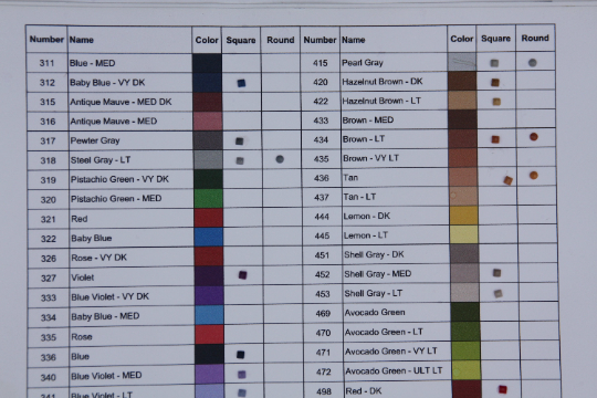 DMC Color Chart for Diamond Painting