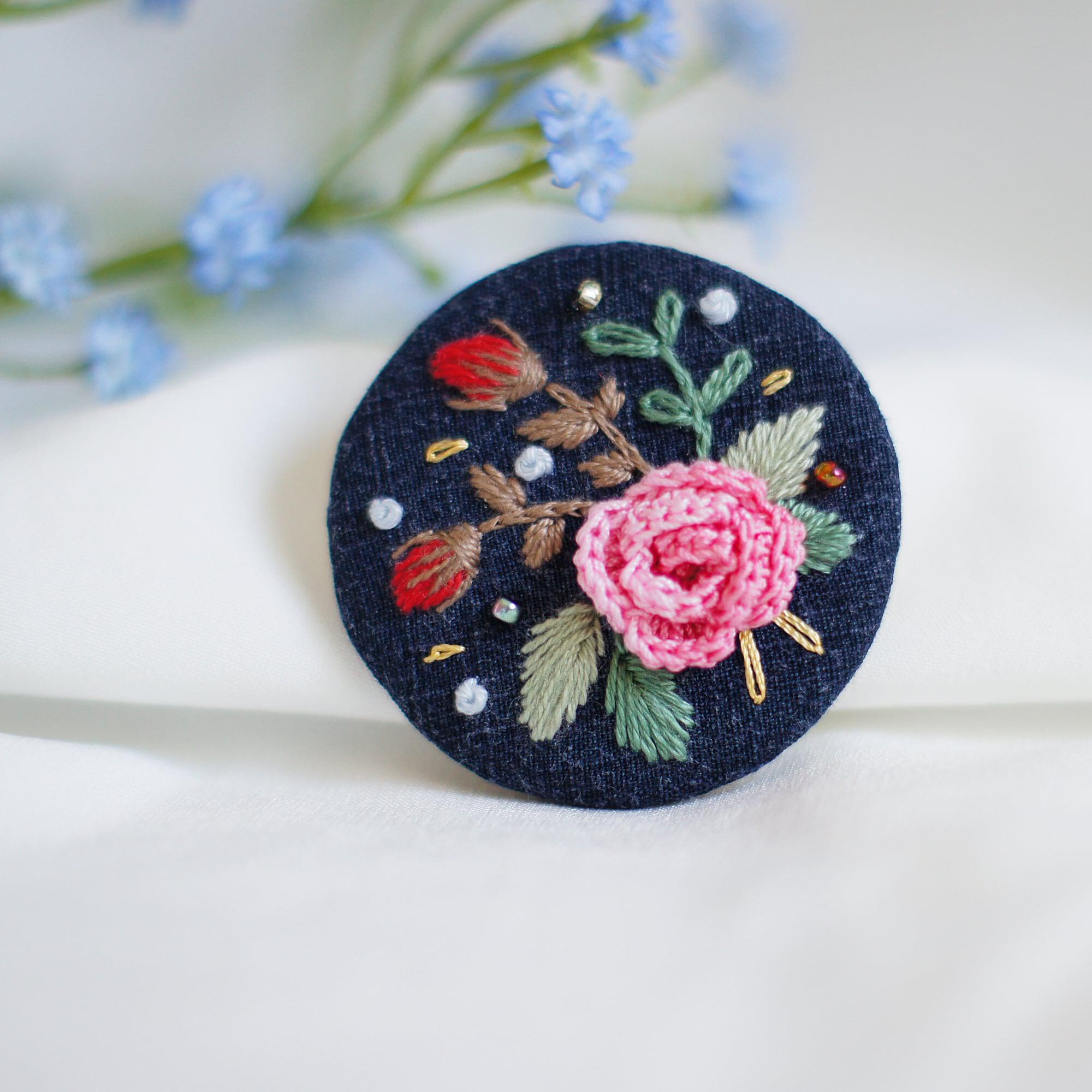 Samiyack Rose Flower Brooch Pins – Pink Red Handmade