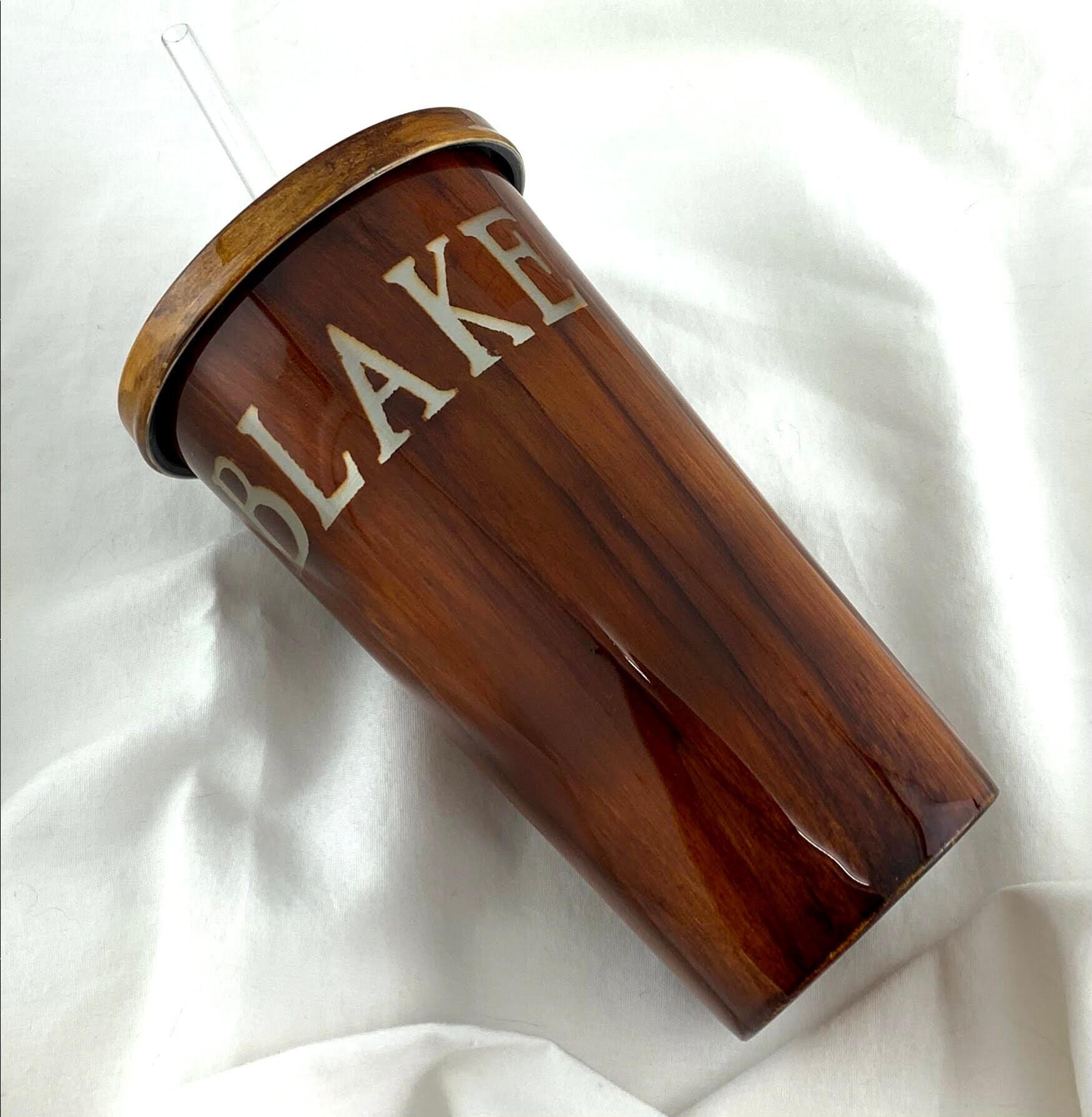 30 oz Custom Wood Grain Tumbler w/Lid & Straw