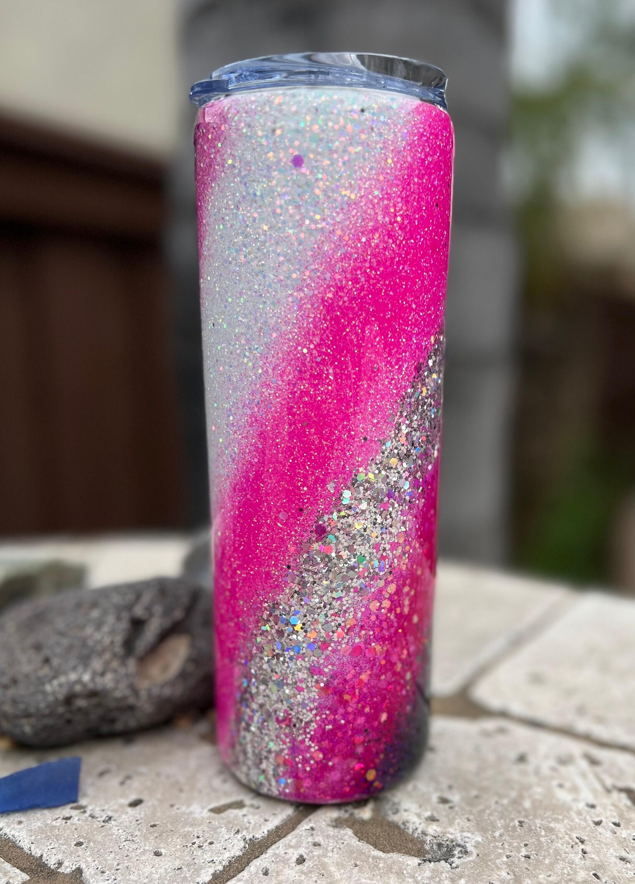 Hot Pink Glitter Tumbler Customizable, Resin Epoxy Tumbler, Silver  Holographic Ombré, Mug Wine Travel Cup 