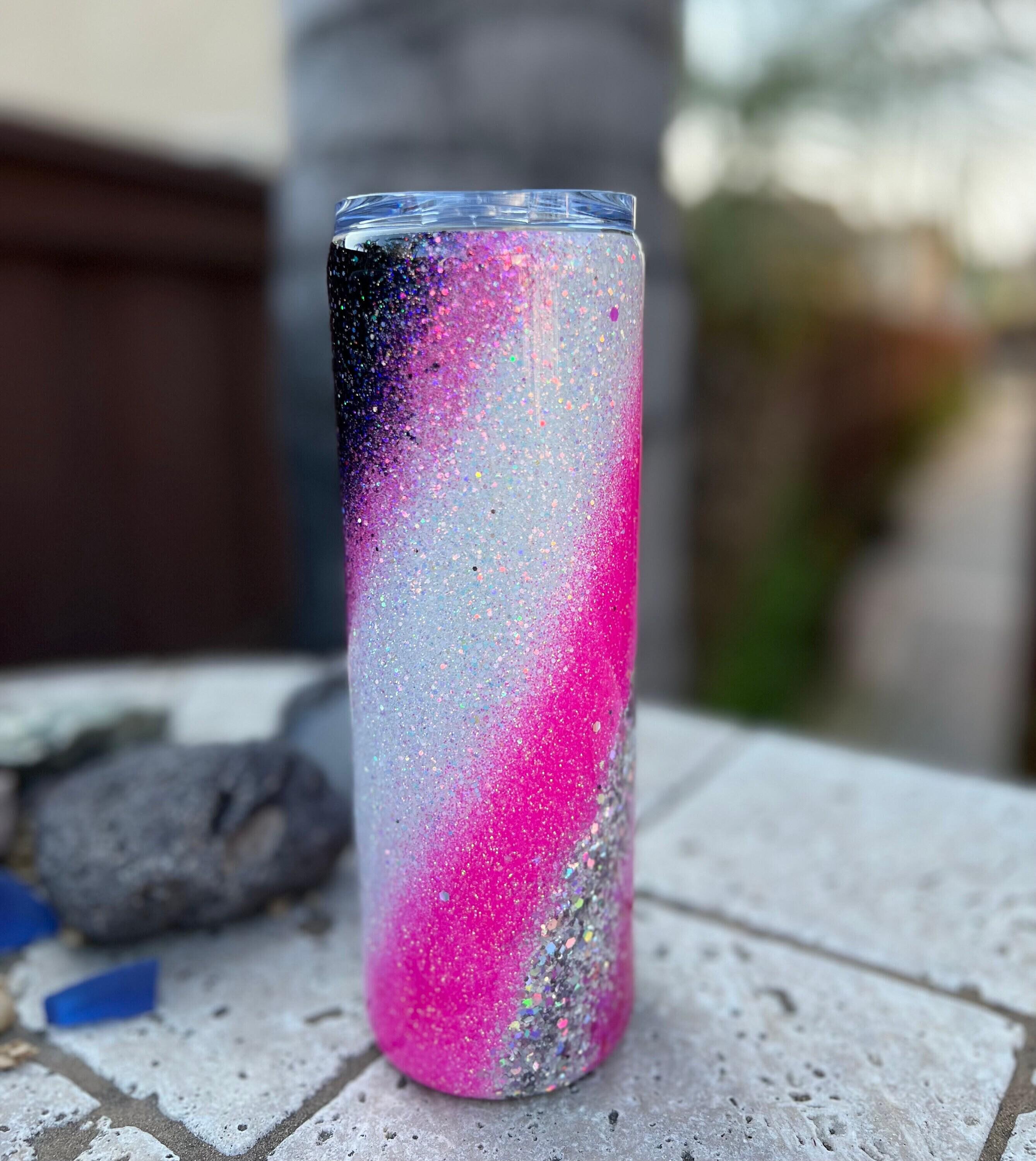 Hot Pink Glitter Tumbler Customizable, Resin Epoxy Tumbler, Silver  Holographic Ombré, Mug Wine Travel Cup 