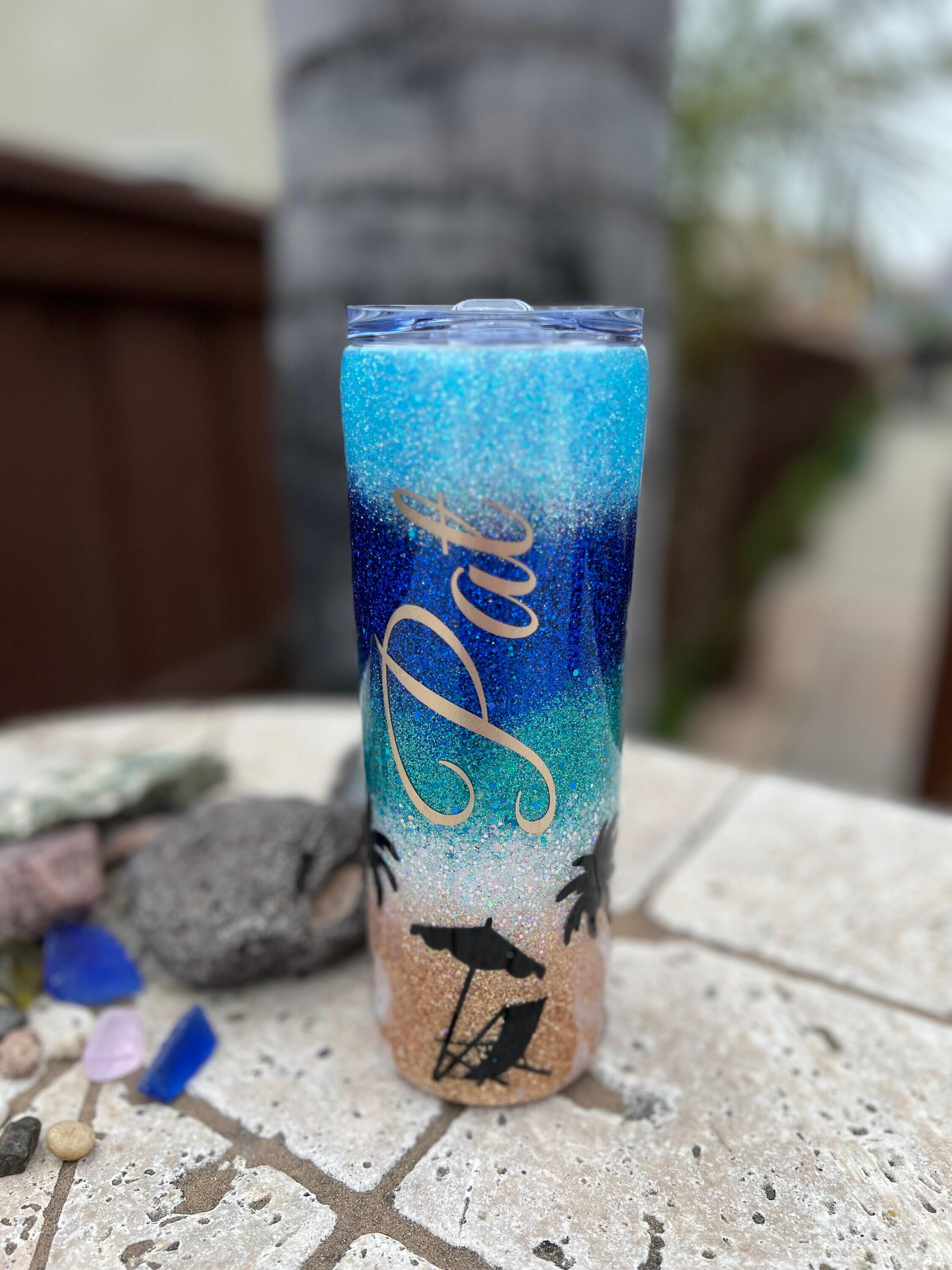 30oz Beach Glitter Tumbler Little Mermaid  Custom tumbler cups, Glitter  tumbler cups, Diy cups