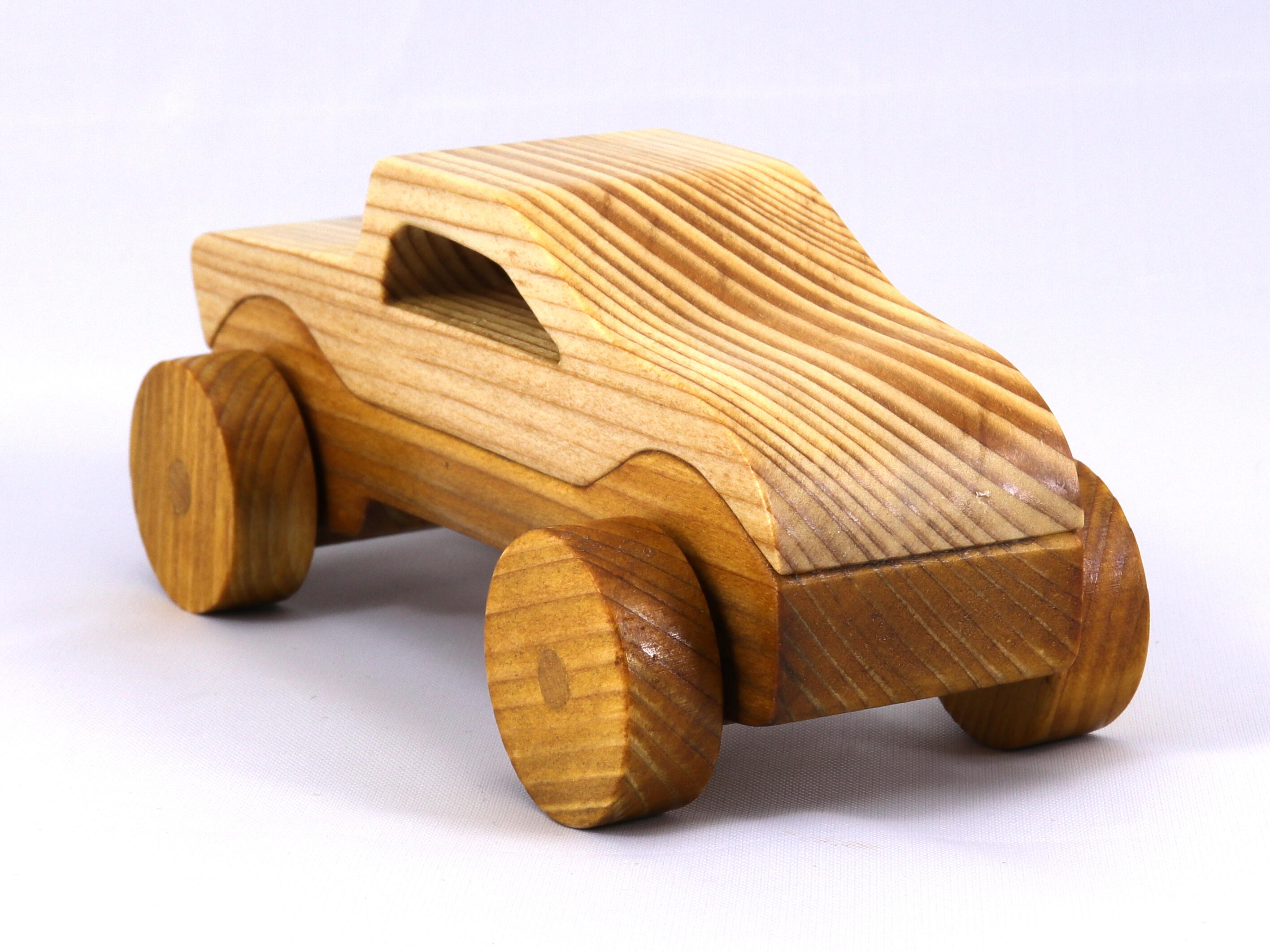 Handmade Wood Toy Car Finished with Two-Tone Clear and Amber Shellac Roadster Coupe or Truck From My The Speedy Wheels Collection