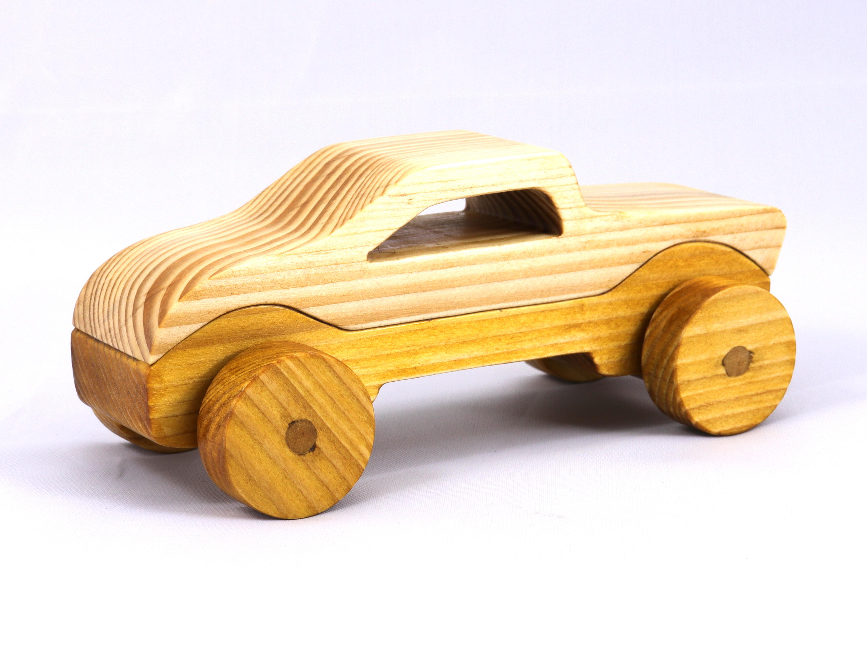 Handmade Wood Toy Car Finished with Two-Tone Clear and Amber Shellac Roadster Coupe or Truck From My The Speedy Wheels Collection