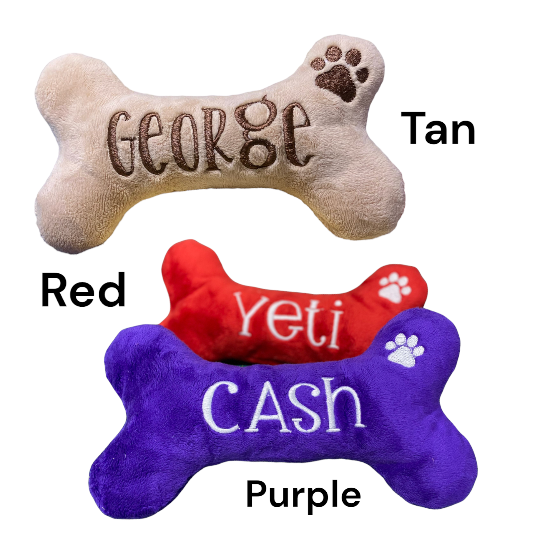 Personalized dog bone, dog toy with squeaky, denim dog bone