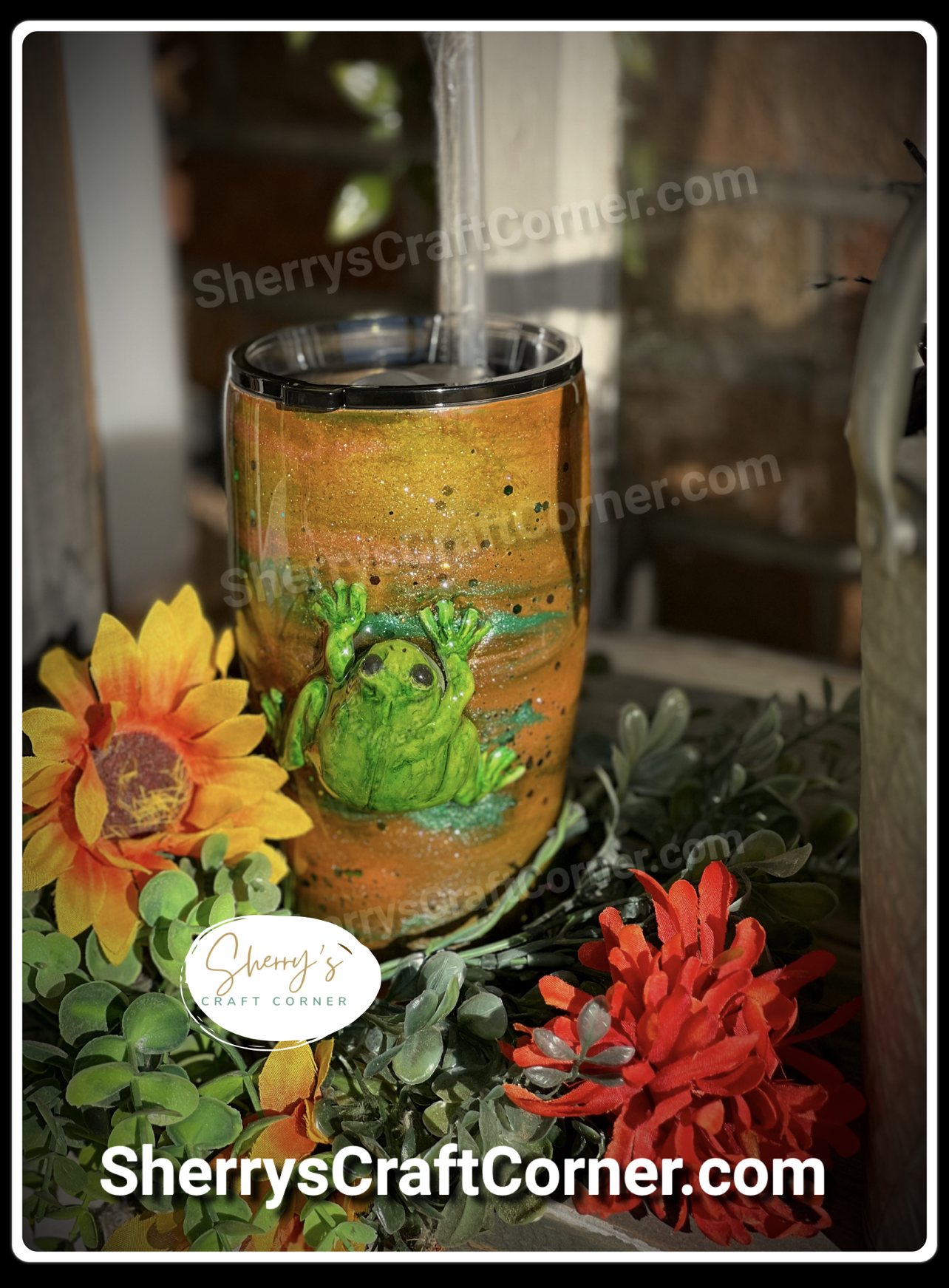 Frog flower tumbler