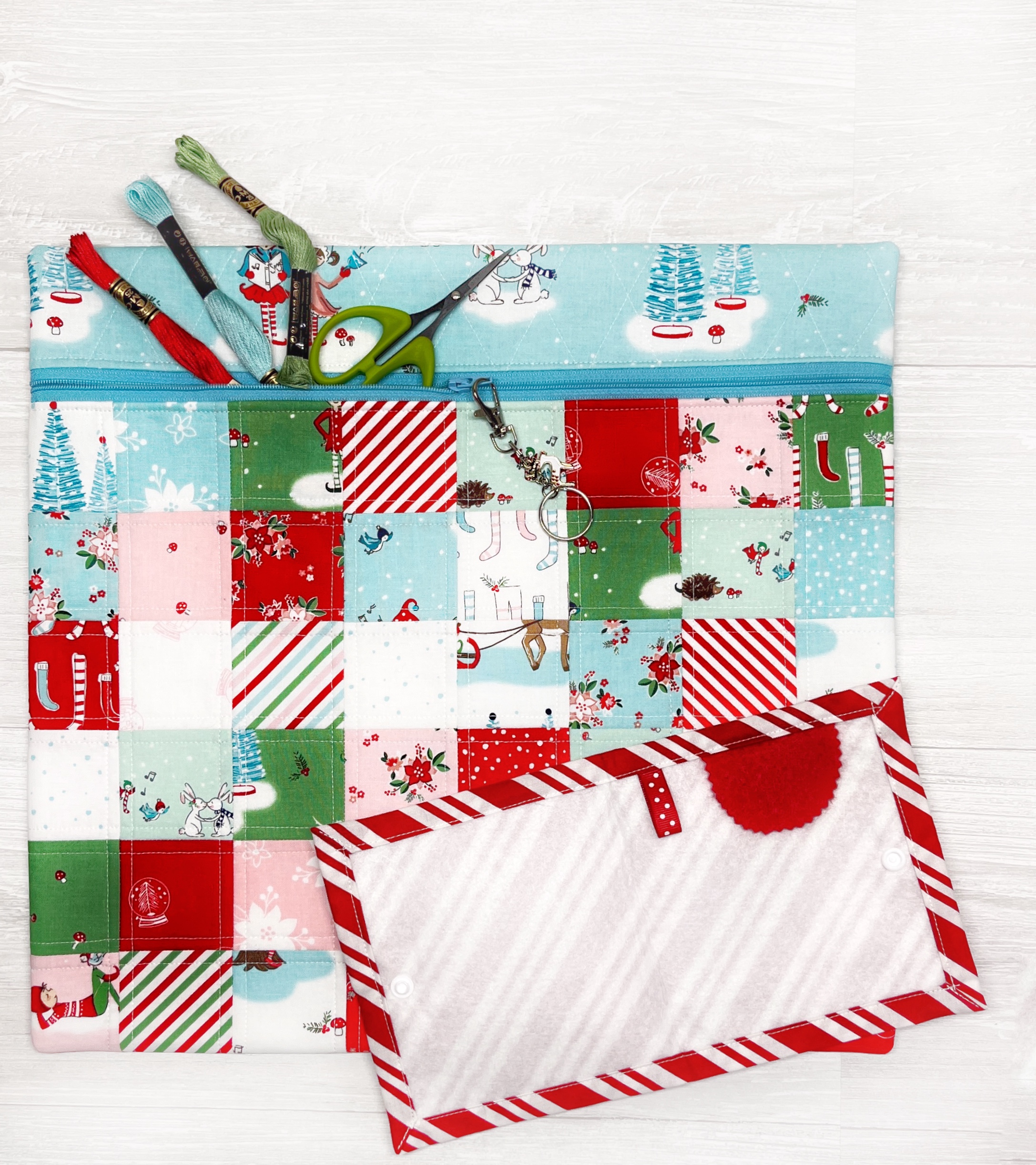 Handmade Supplies :: Sewing & Fiber :: Christmas Cross Stitch Project Bag  with Pixie Noel 2 Fabric