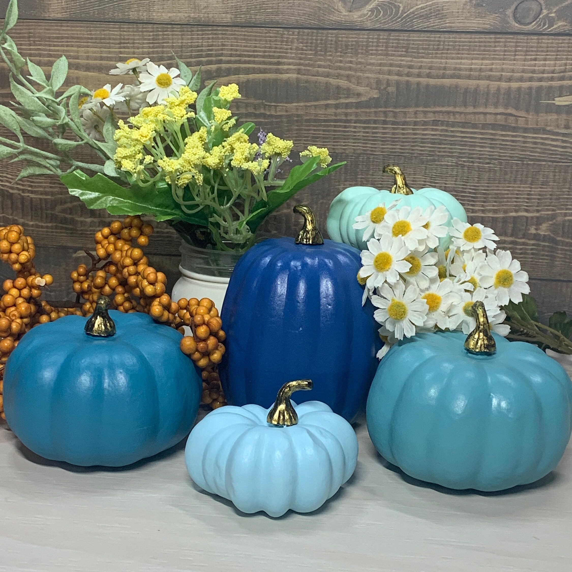 Blue pumpkin deals decor