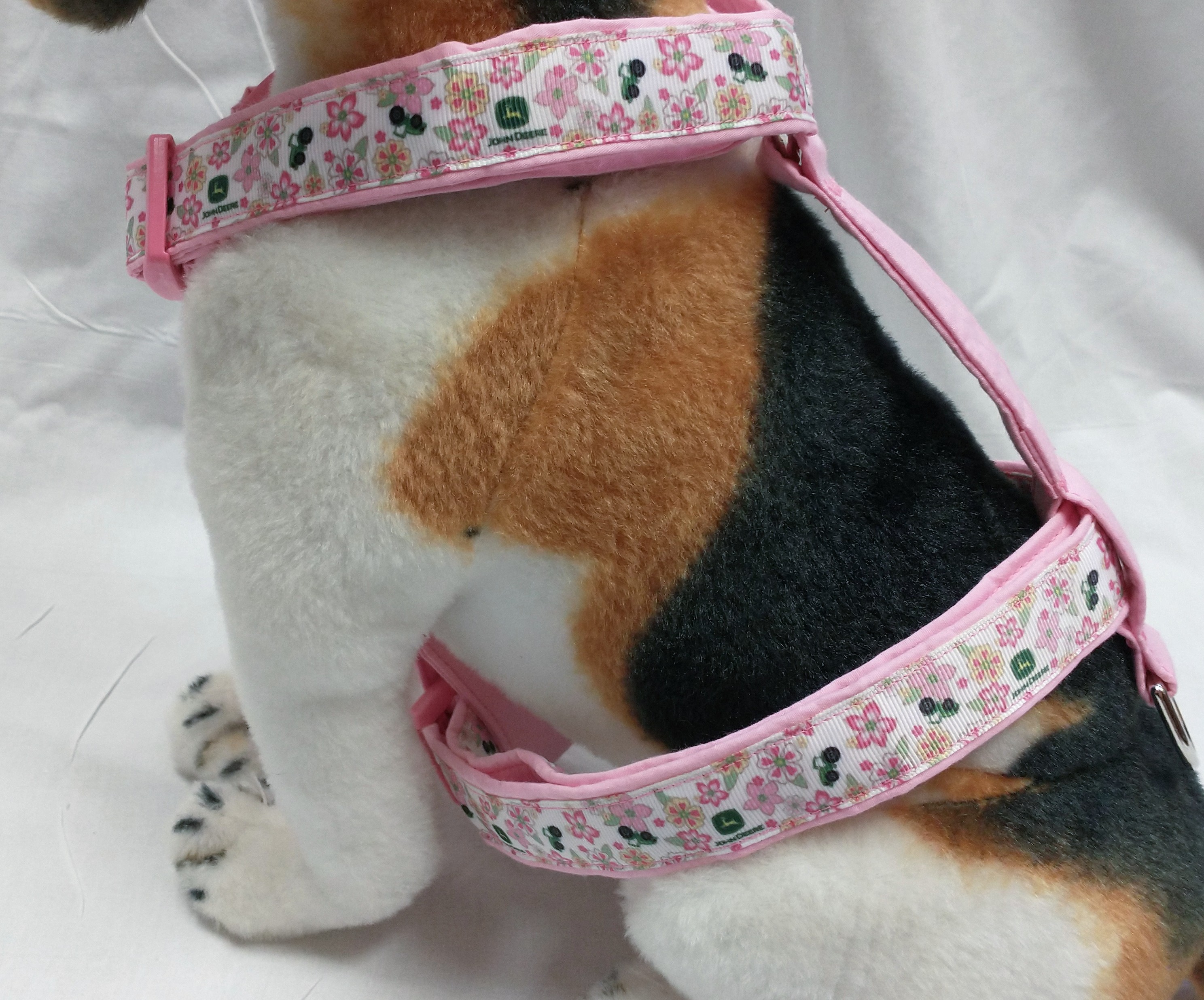 Pink john shop deere dog collar