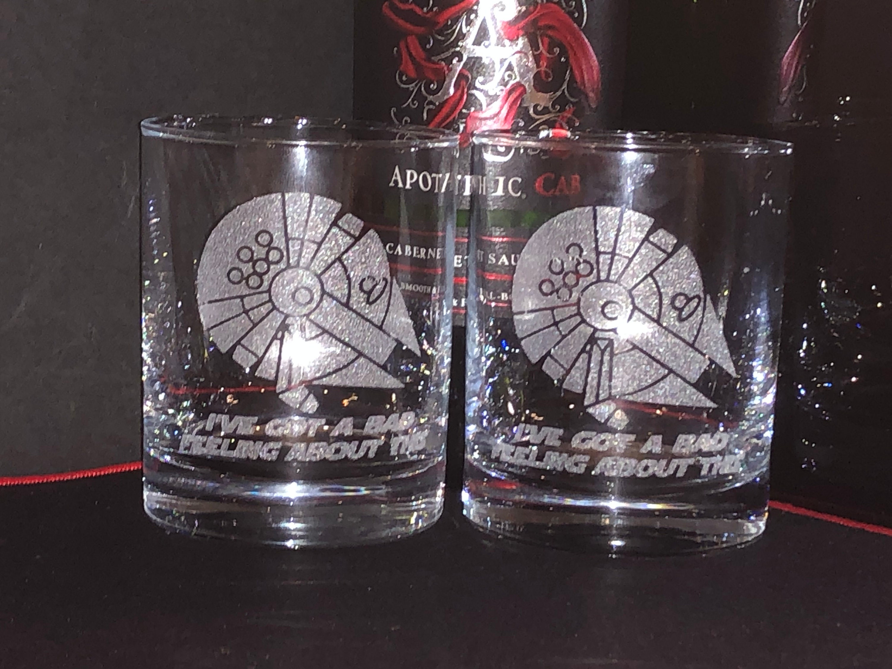 Star Wars Glasses, Millennium Falcon Rocks Glasses, Bad Feeling About This,  Star Wars Gifts, Rocks Glasses, Whiskey Glasses, Bourbon Glasses