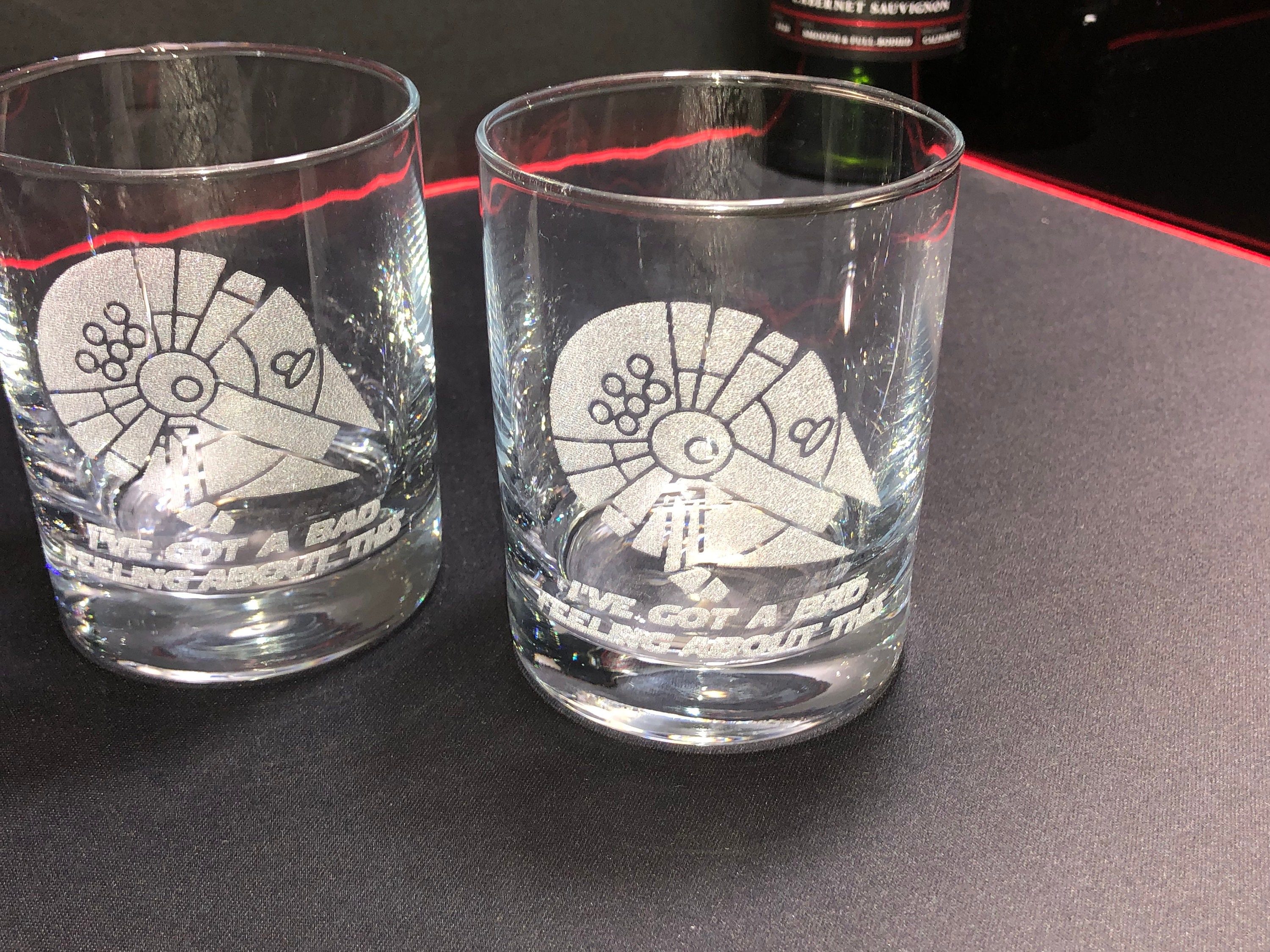 Star Wars Glasses, Millennium Falcon Rocks Glasses, Bad Feeling About This,  Star Wars Gifts, Rocks Glasses, Whiskey Glasses, Bourbon Glasses