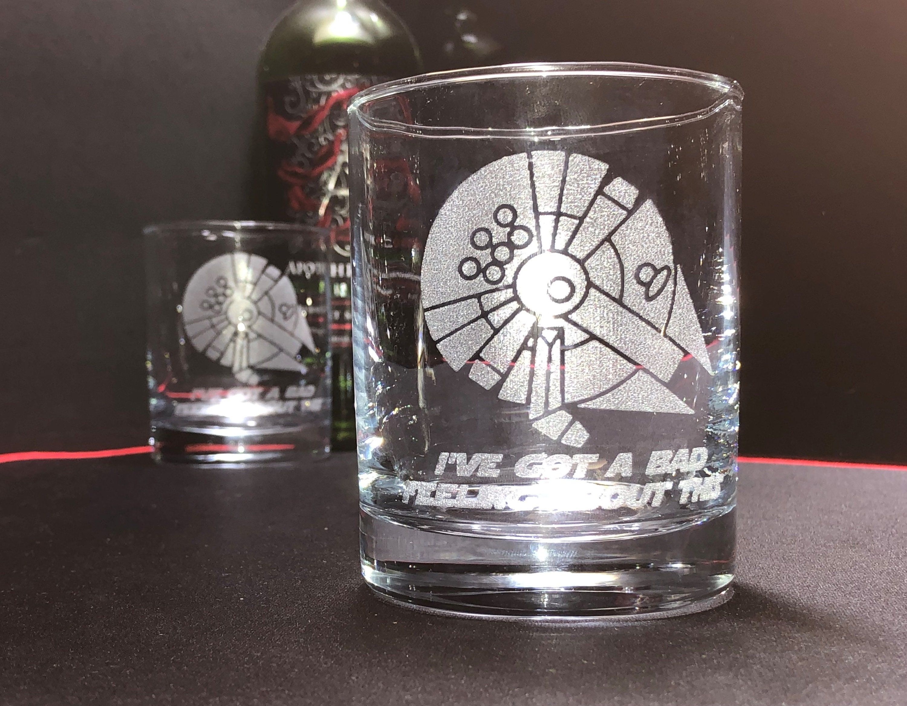 Star Wars Glasses, Millennium Falcon Rocks Glasses, Bad Feeling About This,  Star Wars Gifts, Rocks Glasses, Whiskey Glasses, Bourbon Glasses