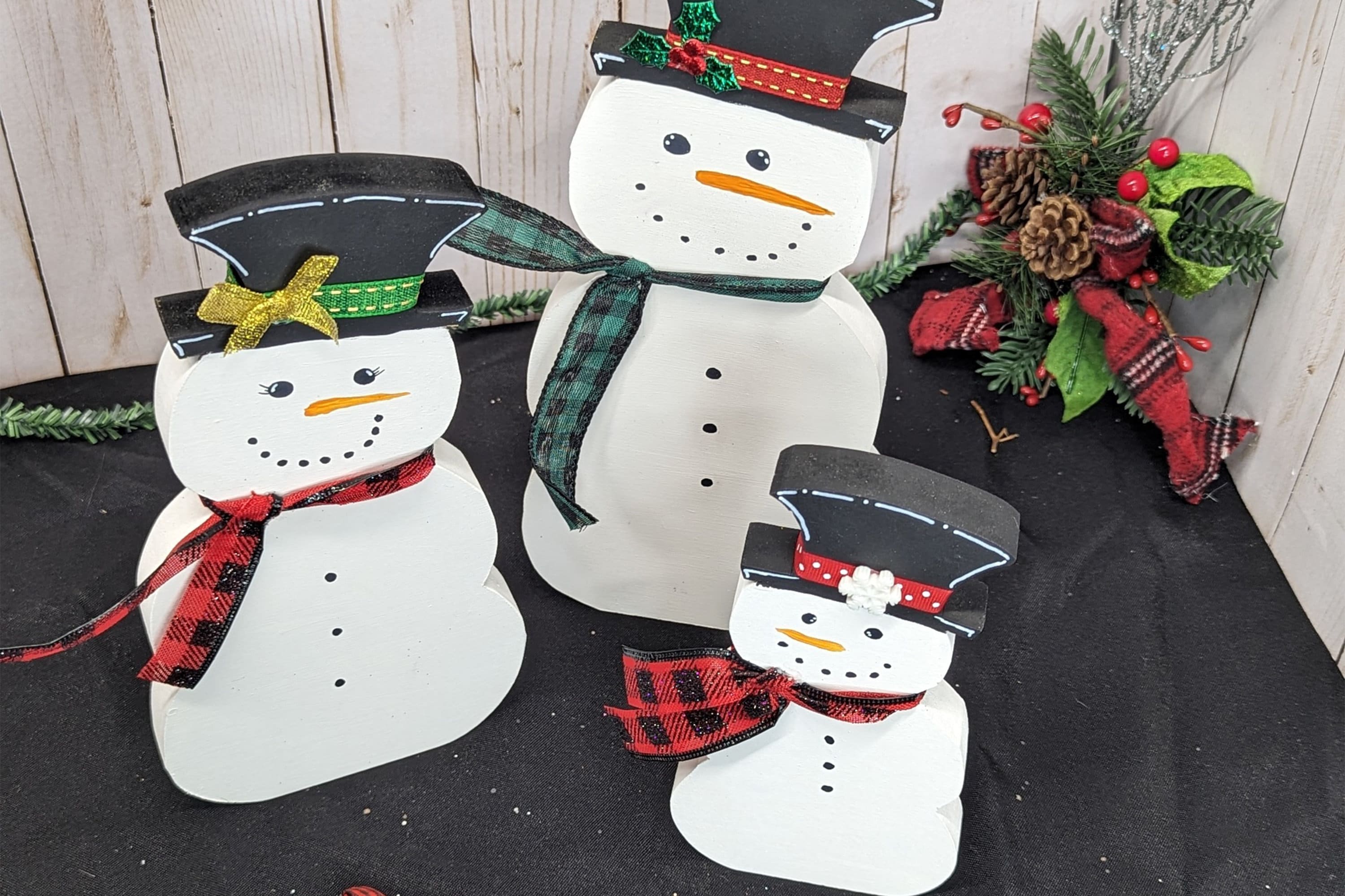 Standing Snowman Decor with scarf &top hat table/ shelf sitter 7