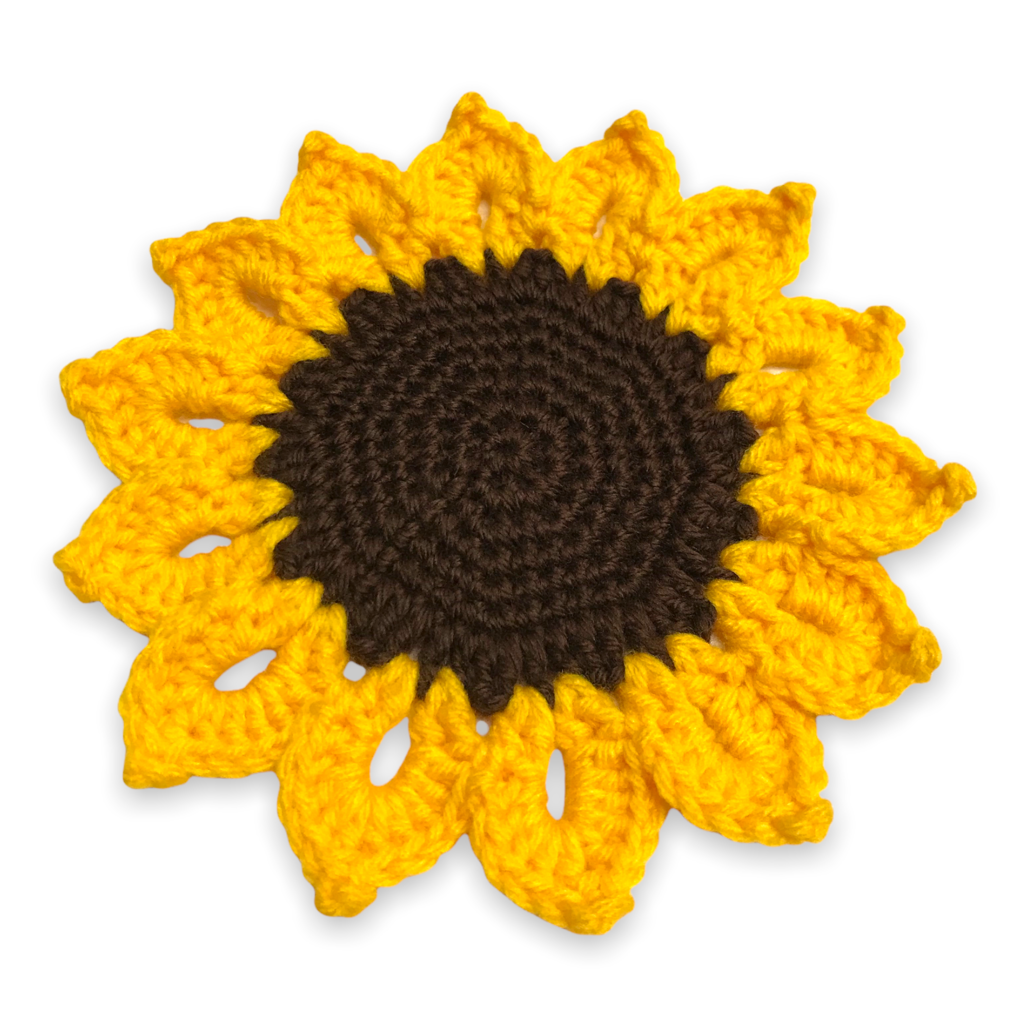 Home & Living :: Kitchen & Dining :: Drinkware :: Drink Accessories ::  Coasters :: SUNFLOWER COASTER SET (4) / Crochet Big Sunflower Ready to Ship  / Set of Four Big Handmade Coasters / House Warm Gift / Mother's Day Gift