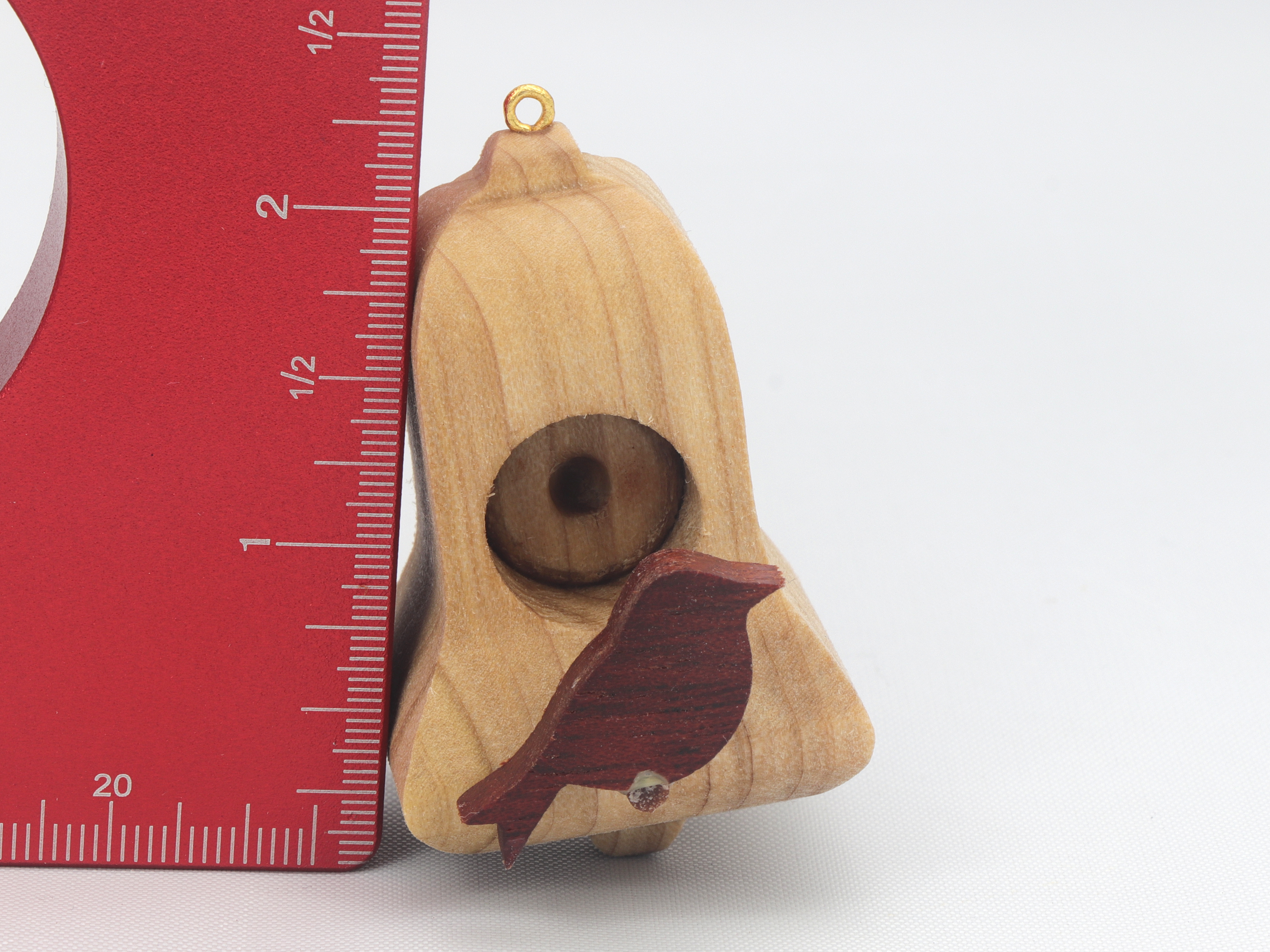 Wood Bell Birdhouse Ornament Handmade from Select Hardwoods And Hand Finished With A Custom Blend Of Mineral Oil And Waxes From My Miniature Birdhouse Ornament Collection