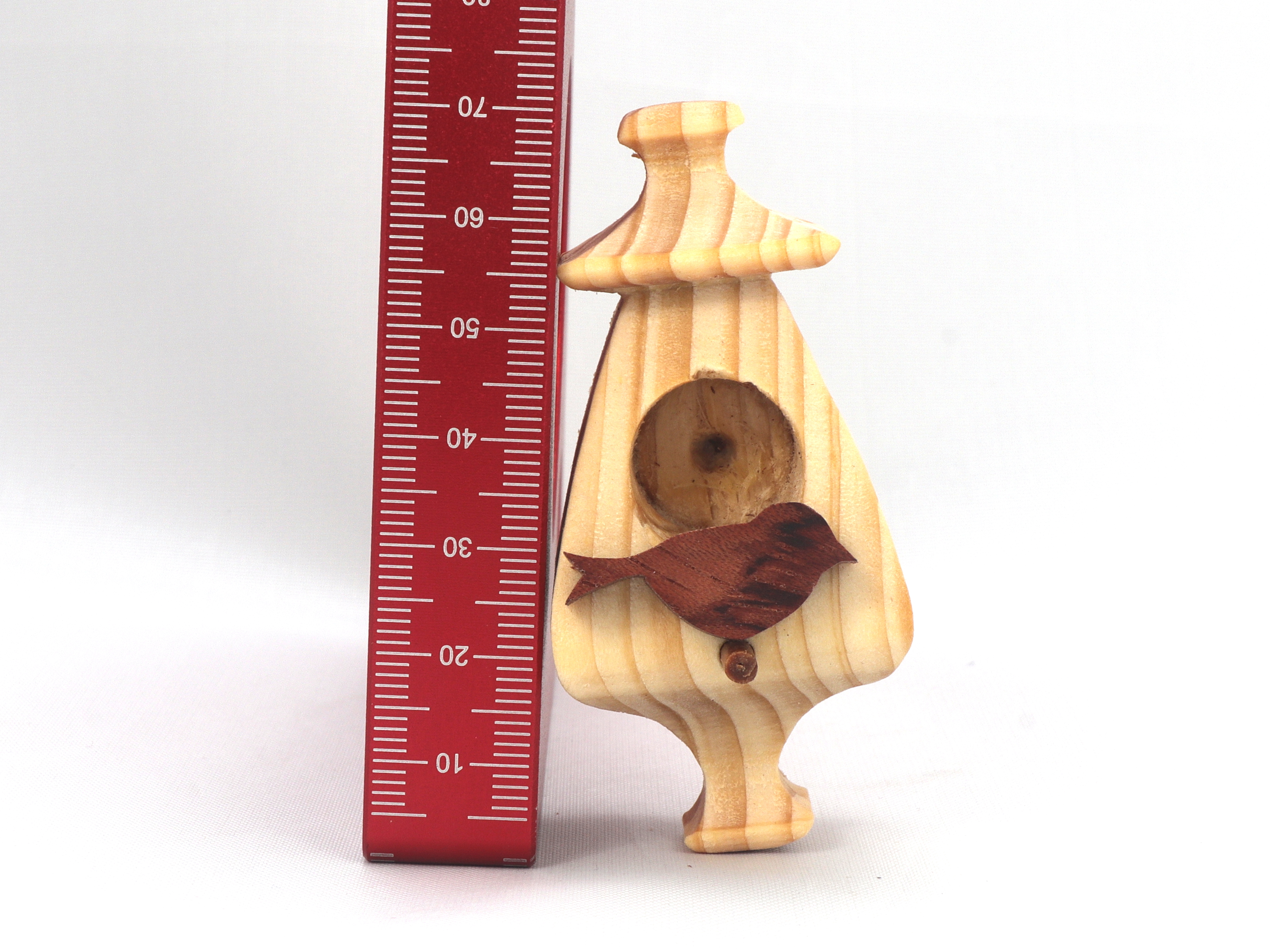Handmade Wood Miniature Birdhouse Ornament crafted using only the finest select hardwoods and traditional woodworking tools. Each ornament is individually finished with a blend of mineral oil and beeswax to bring out the natural beauty of the wood.