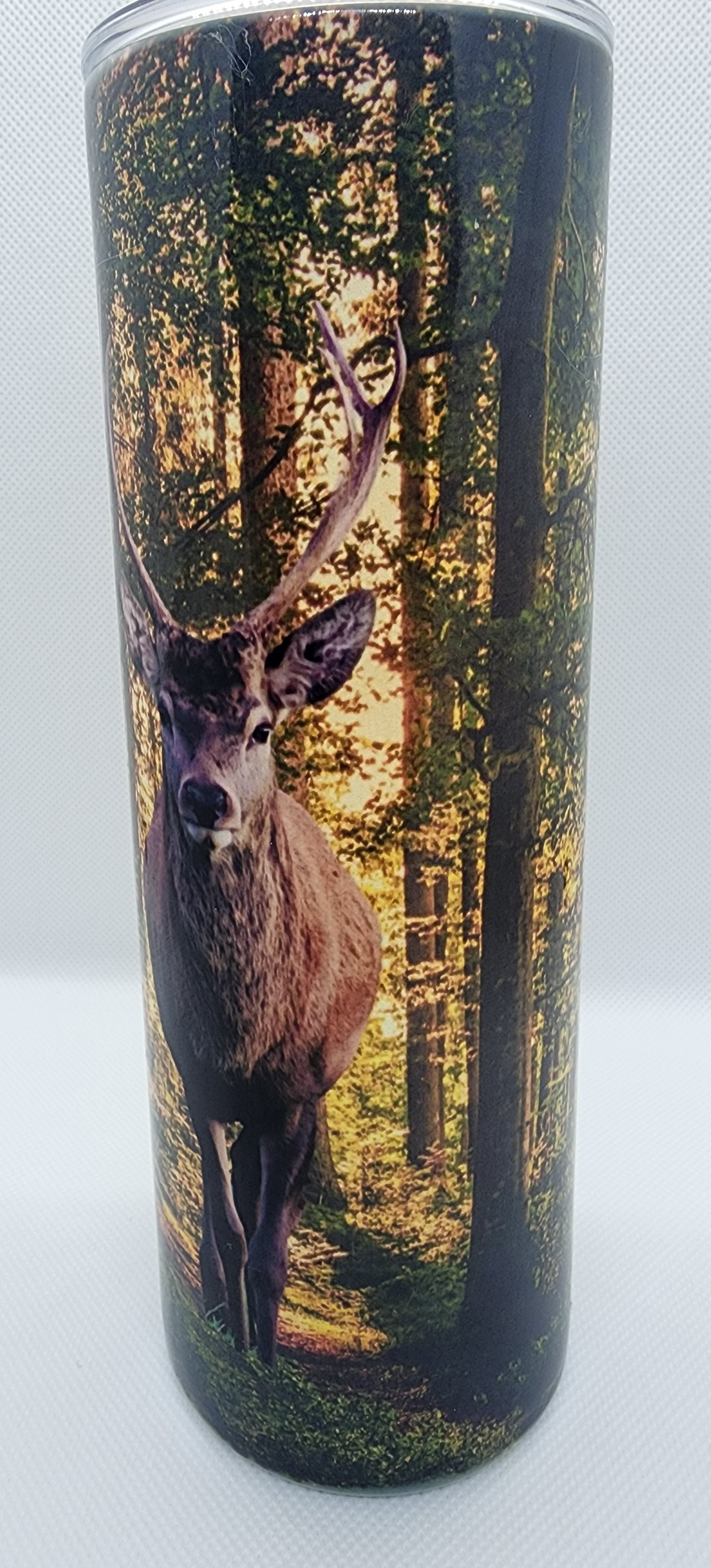 Wooden Deer 20 oz insulated tumbler with lid and straw