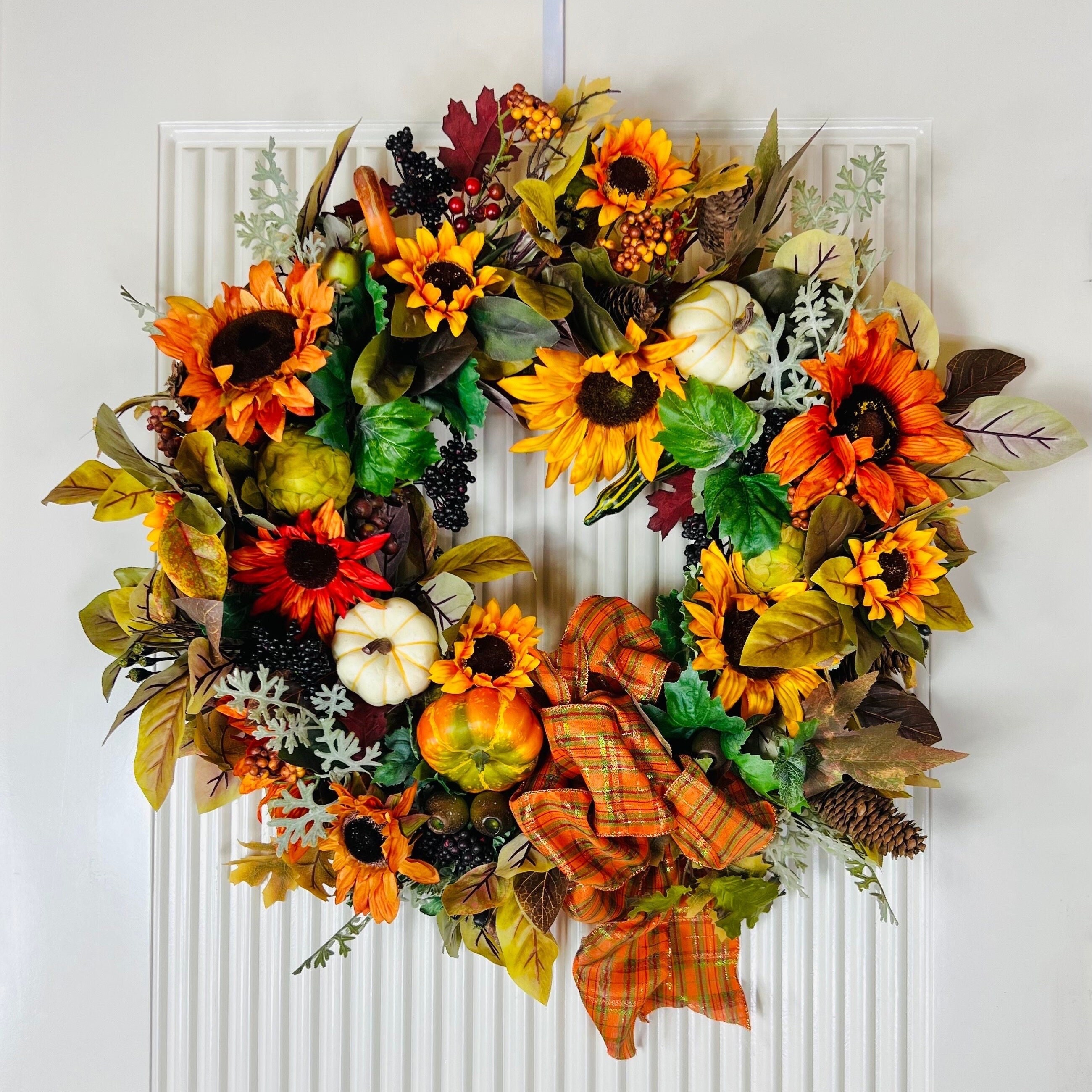 Sunflower Fall Wreath, Autumn Wreath for Front Door, Fall shops Decor front door Wreath, Door Wreath for Fall, Autumn Farmhouse Sunflower Wreath