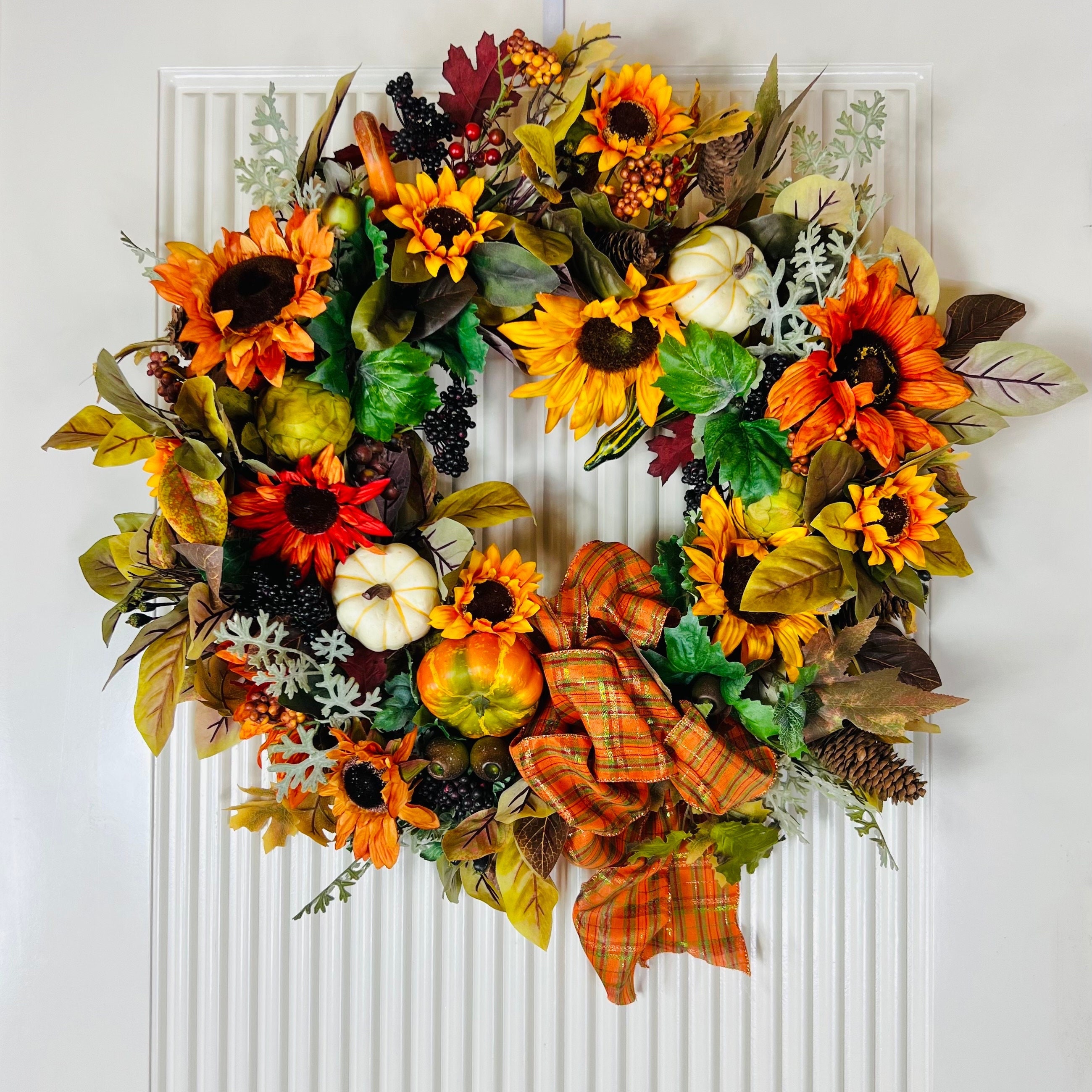 Fall wreath Sunflower Wreath Harvest Wreath Fall Decor Front Door Wreath. Door buy Hanger Fall Leaves Home Decor