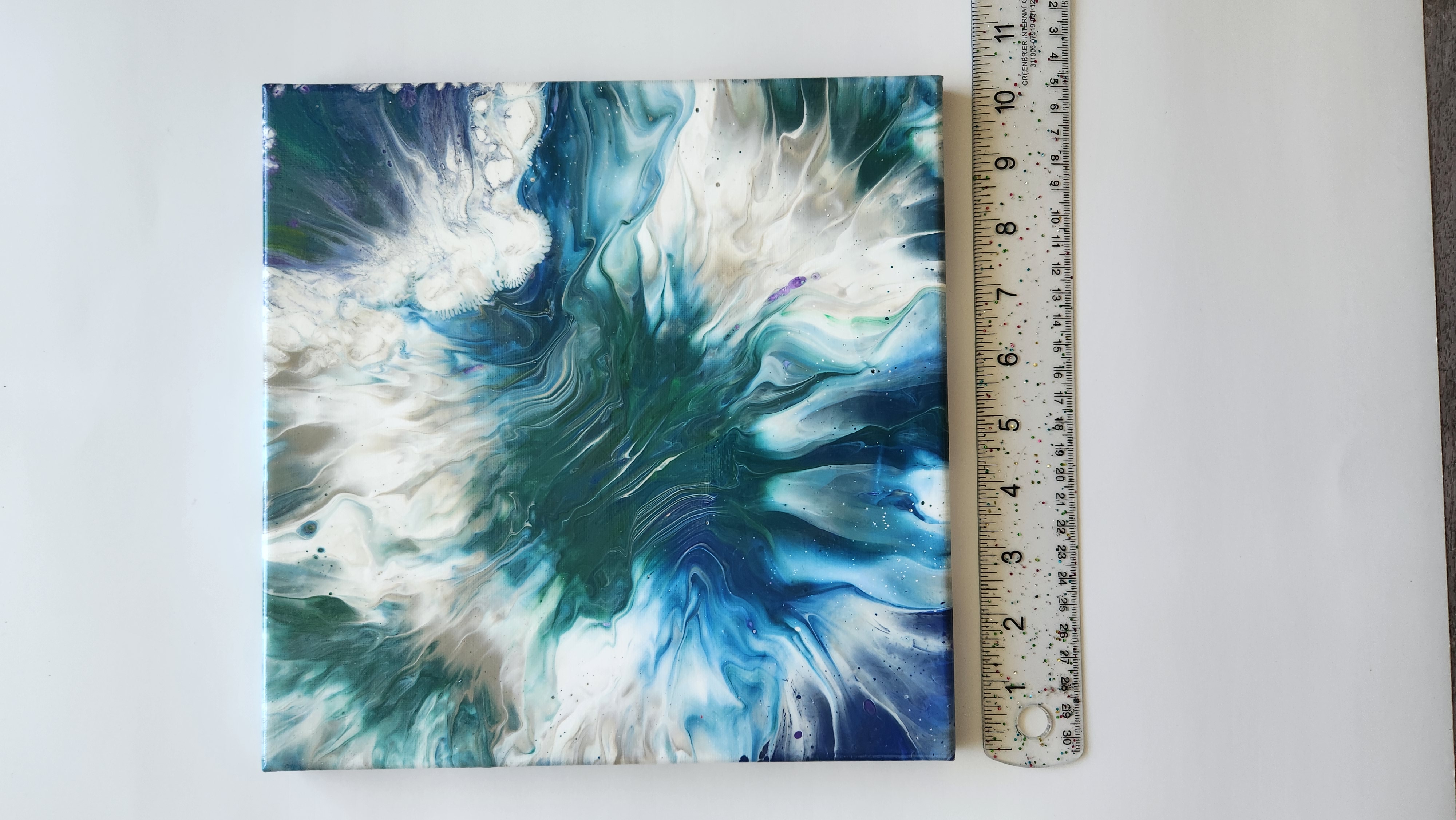 Acrylic Painting, Abstract Fluid Art on a Stretched Canvas, 10x10 Inch,  Modern Art Work, Original 