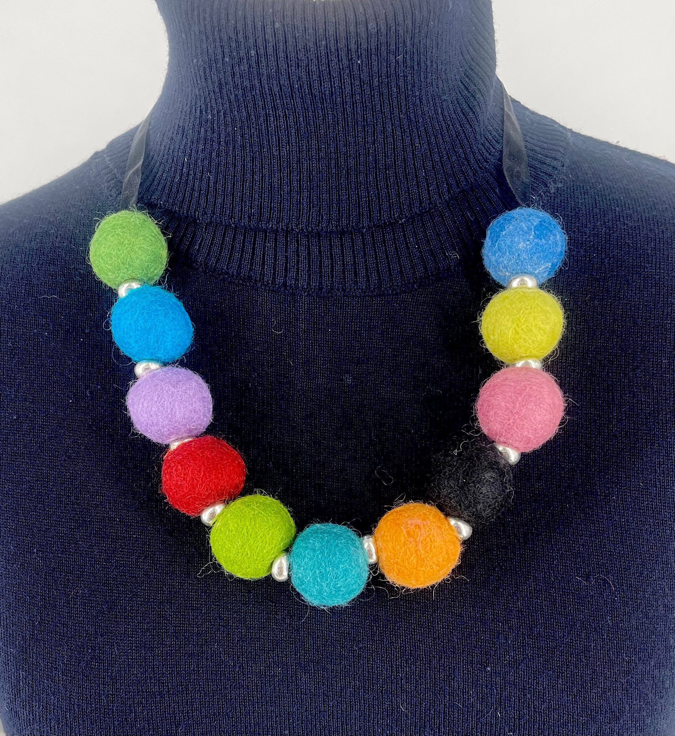 Felt on sale bead necklace