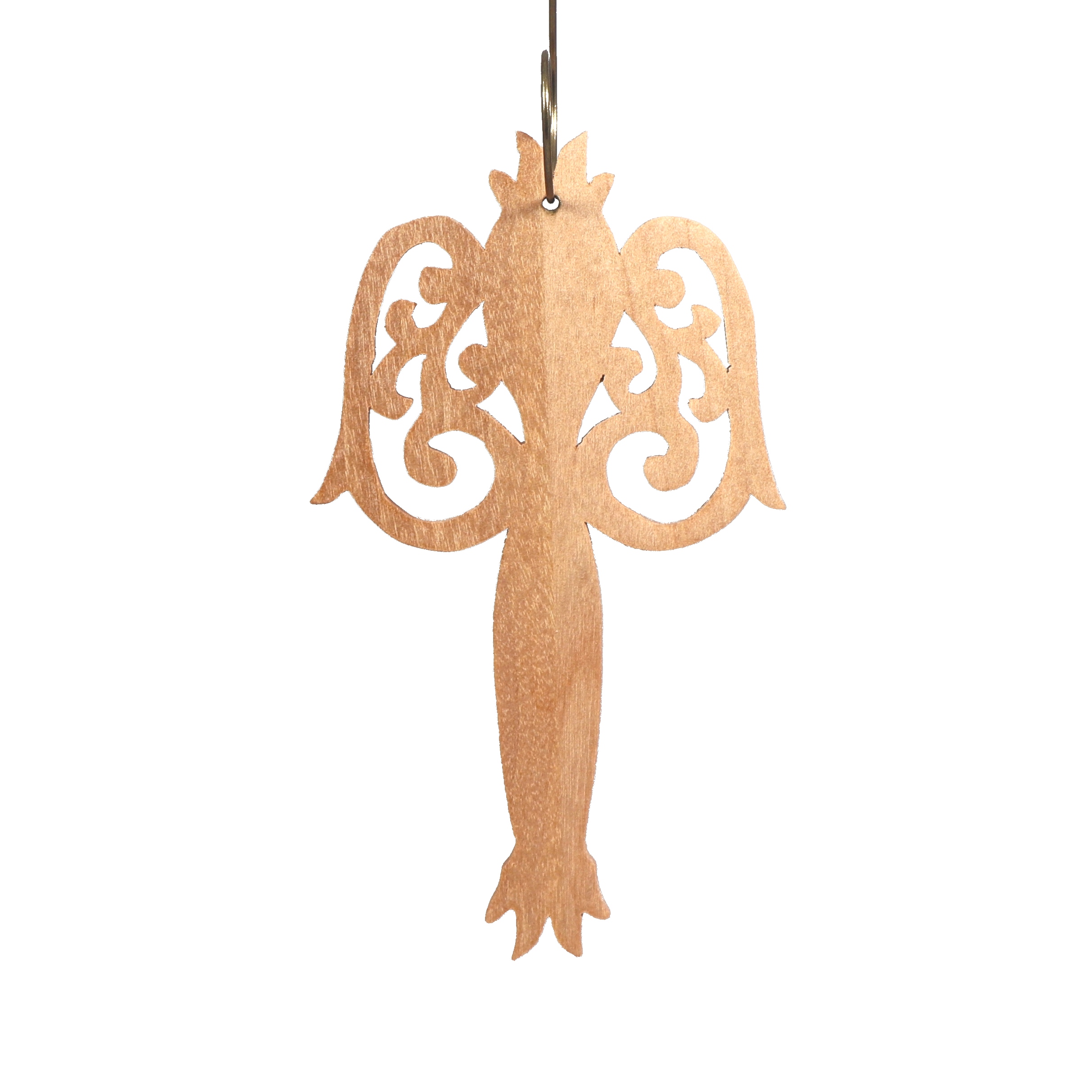 A beautiful handmade wood fretwork Christmas tree ornament in a classic Victorian icicle style. This delicate ornament is hand finished with clear shellac for a timeless look. It is the perfect addition to any Christmas tree collection.