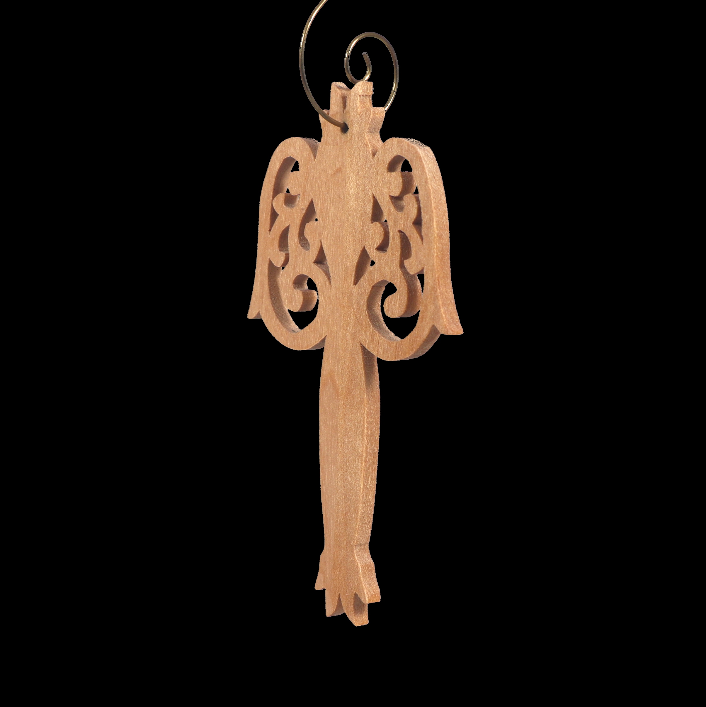 A beautiful handmade wood fretwork Christmas tree ornament in a classic Victorian icicle style. This delicate ornament is hand finished with clear shellac for a timeless look. It is the perfect addition to any Christmas tree collection.