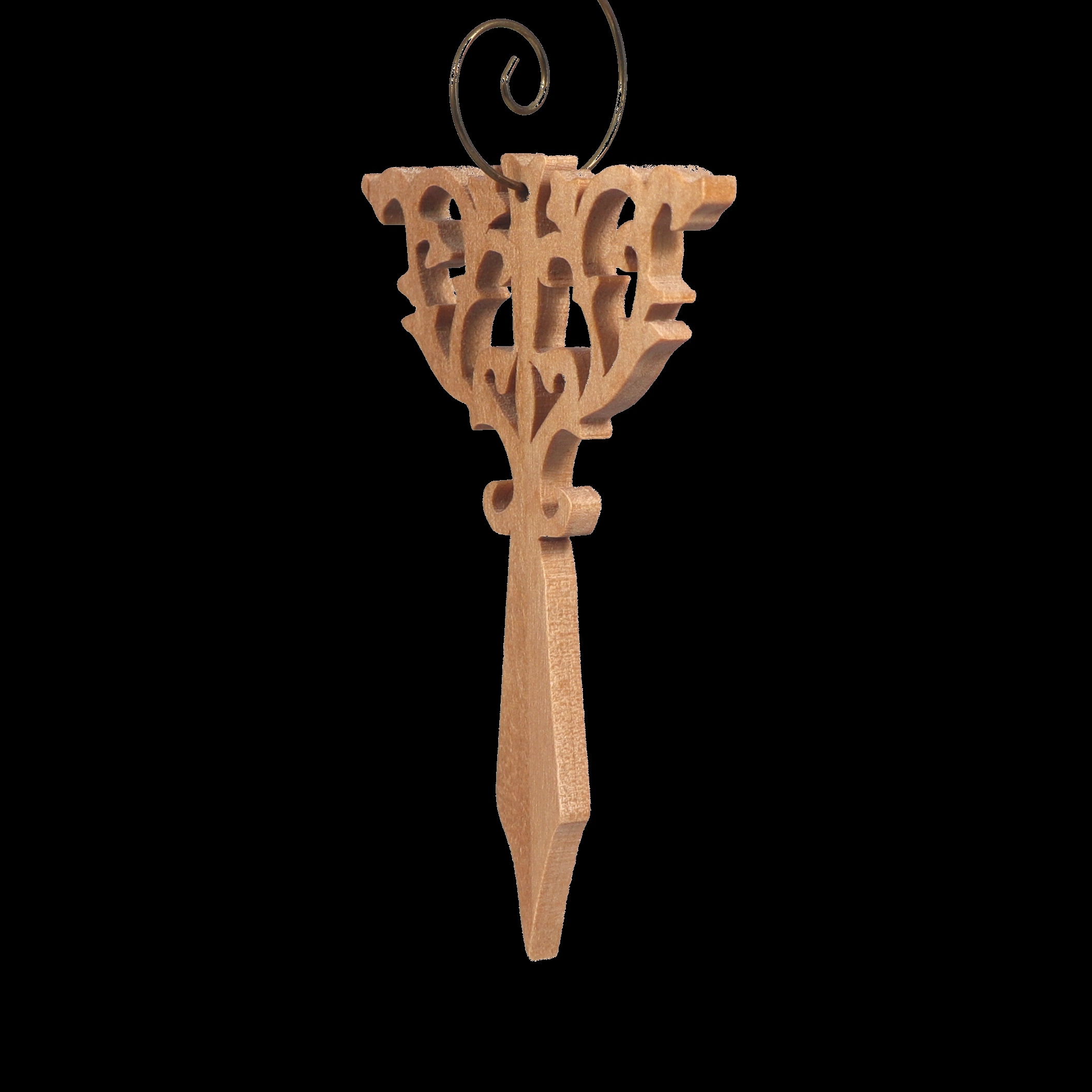 A beautiful handmade wood fretwork Christmas tree ornament in a classic Victorian icicle style. This delicate ornament is hand finished with clear shellac for a timeless look. It is the perfect addition to any Christmas tree collection.