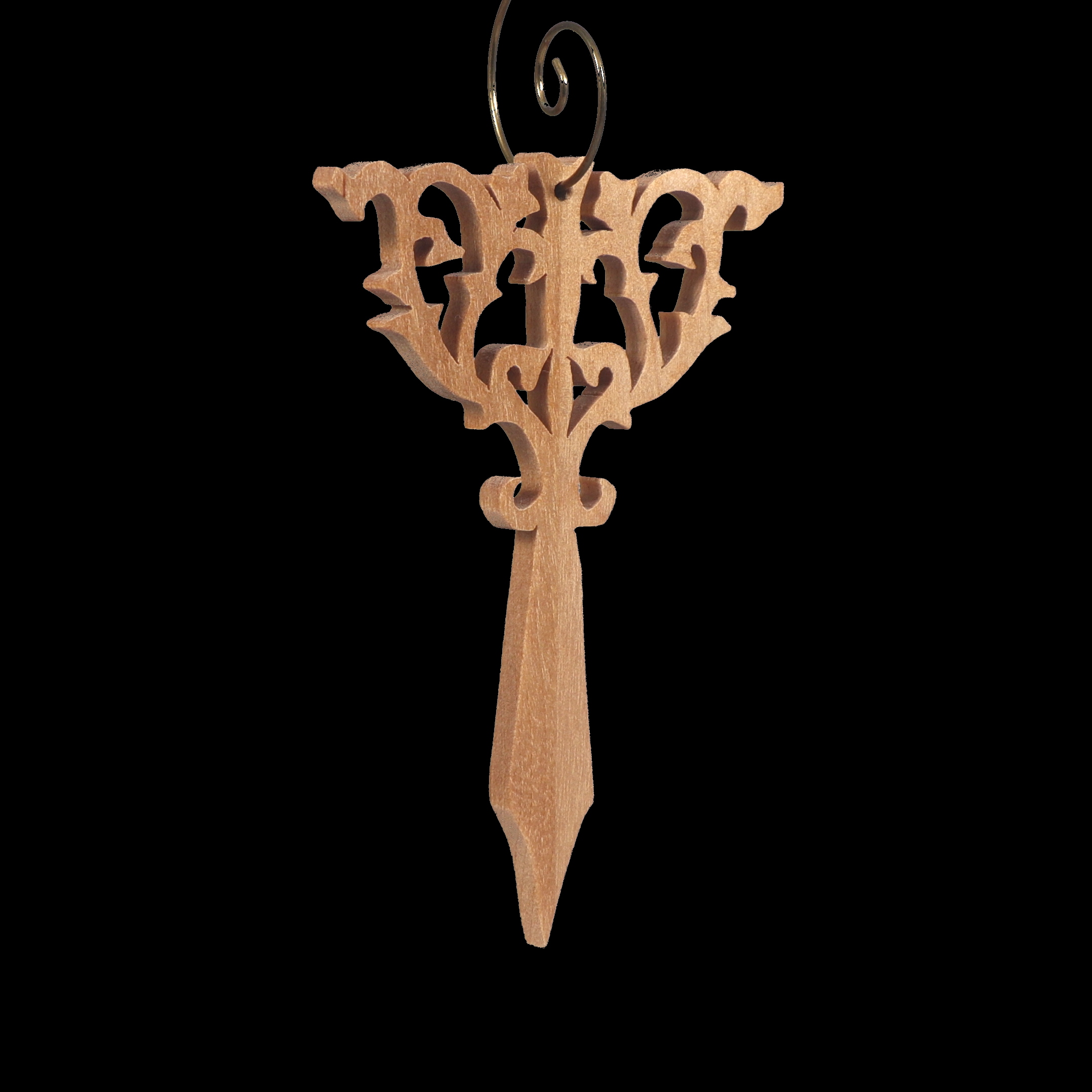 A beautiful handmade wood fretwork Christmas tree ornament in a classic Victorian icicle style. This delicate ornament is hand finished with clear shellac for a timeless look. It is the perfect addition to any Christmas tree collection.