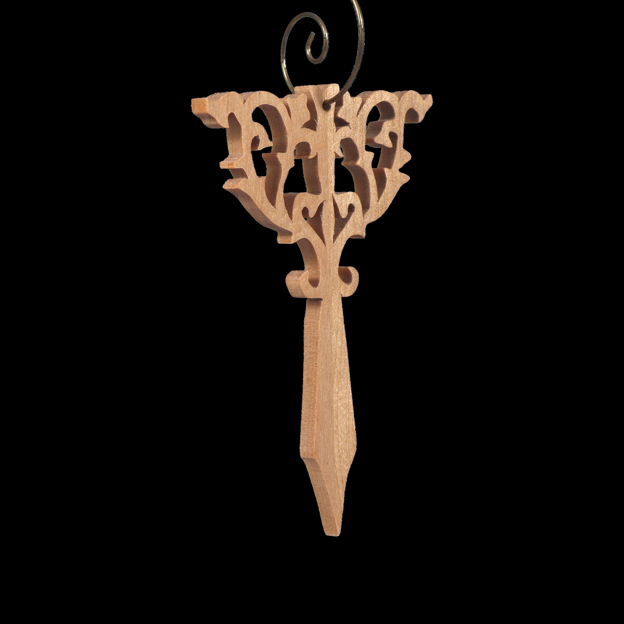 A beautiful handmade wood fretwork Christmas tree ornament in a classic Victorian icicle style. This delicate ornament is hand finished with clear shellac for a timeless look. It is the perfect addition to any Christmas tree collection.
