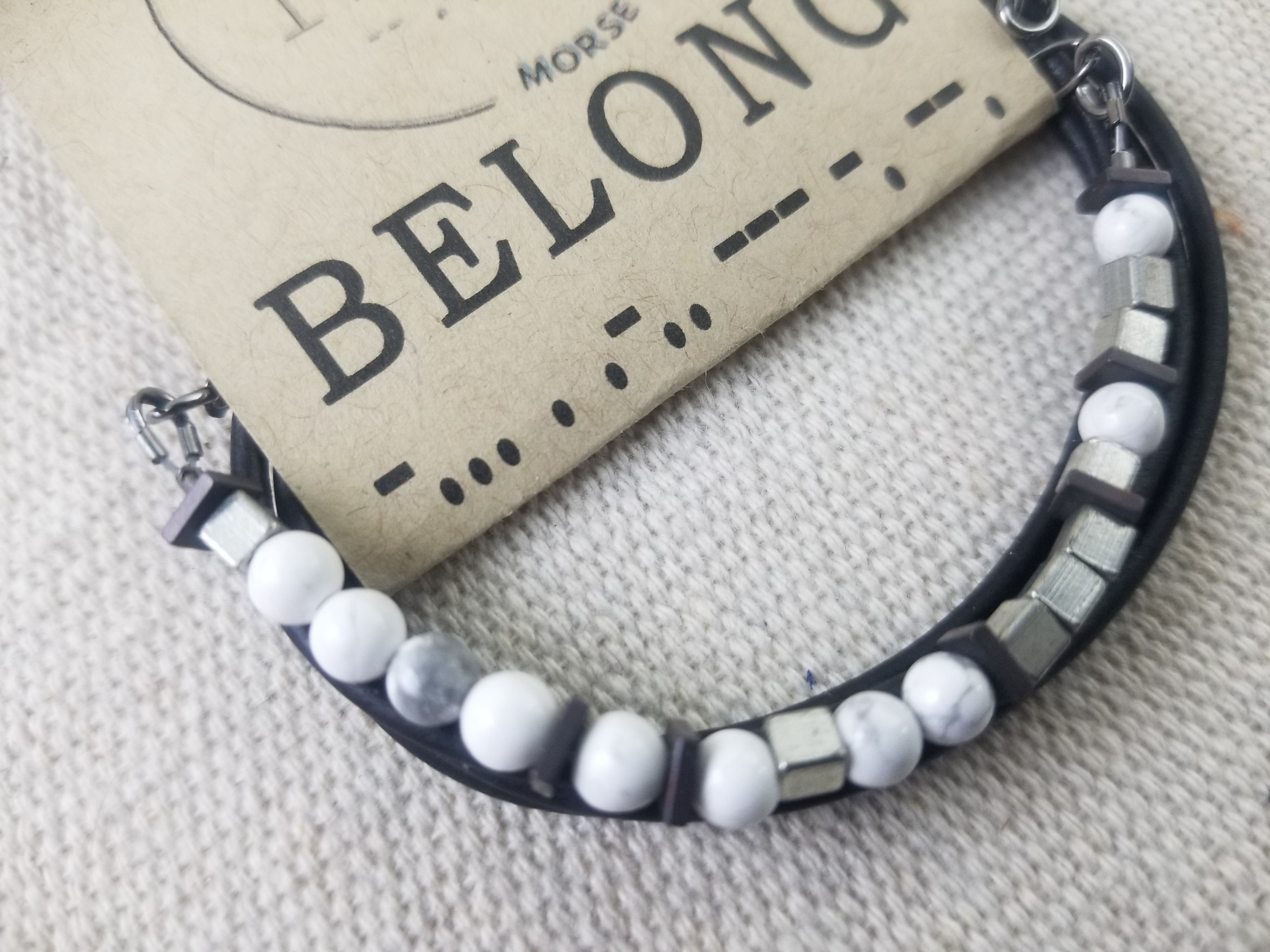 BELONG - Leather Morse Code Bracelet