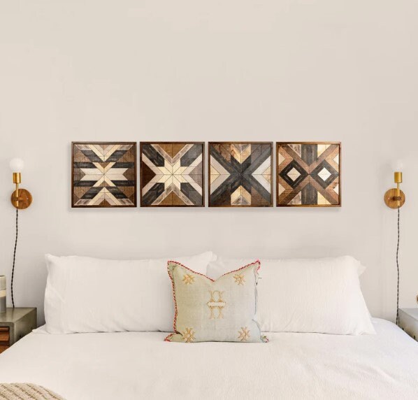 Wood wall art, wood mosaic wall art, 2024 geometric wood wall art, modern rustic wood wall art