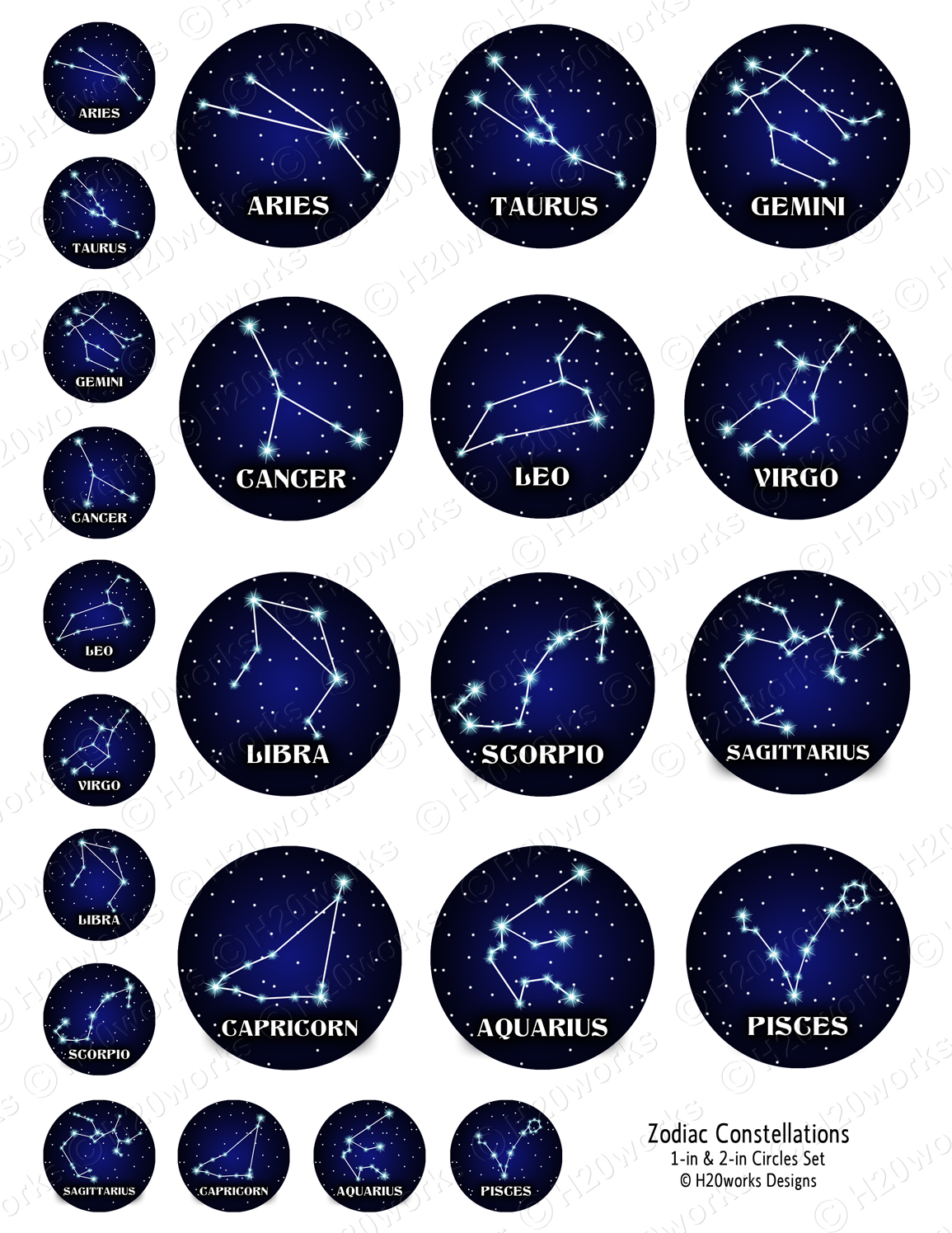 Handmade Supplies :: Digital Files & Templates :: Zodiac Astrology Sign 