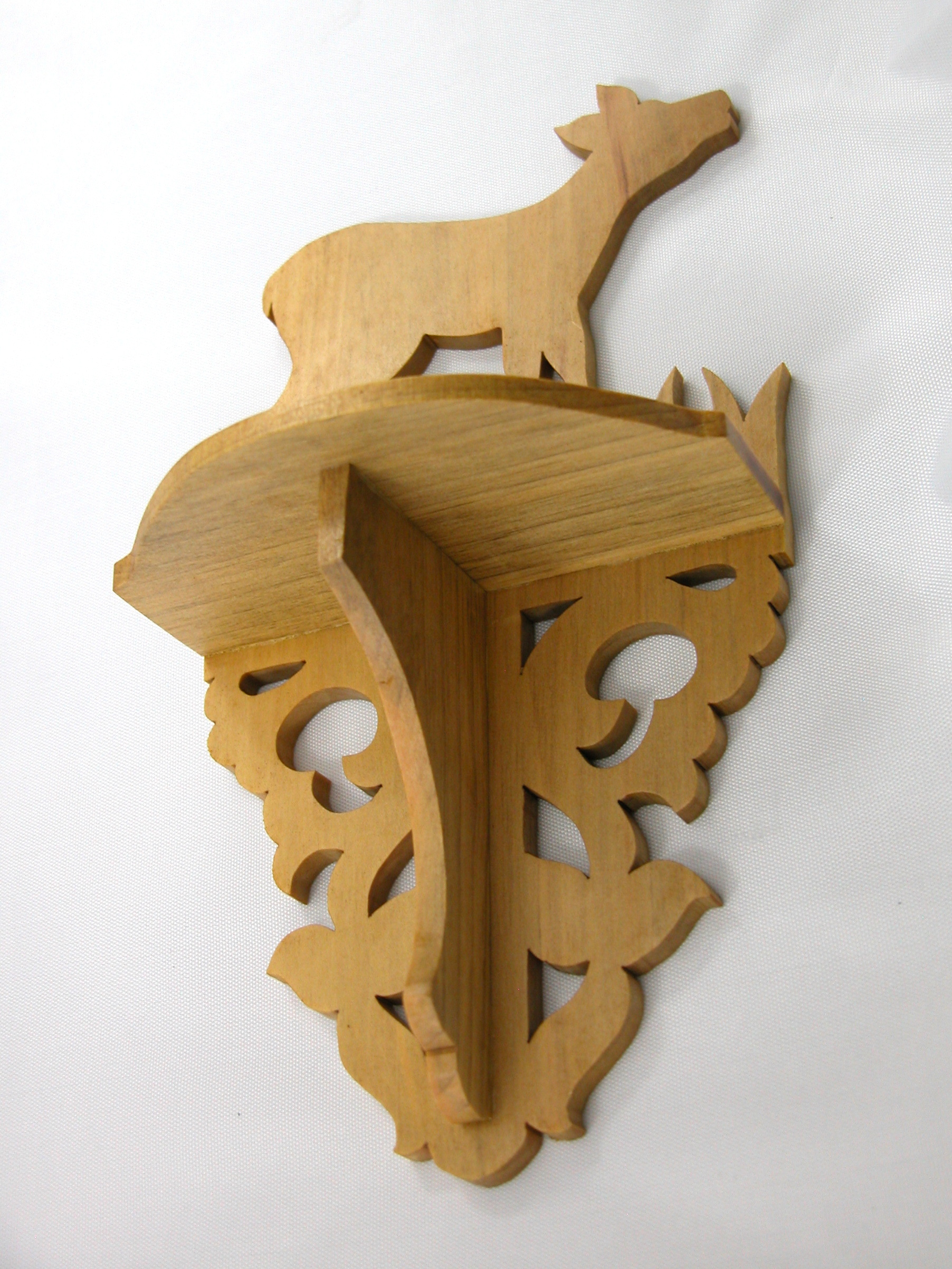 Handmade And Finished Wall Shelf Deer Sconce Handmade Victorian Style Fretwork For Home or Office Decor Use For Displaying Small Keepsakes. Size is 8x4.5 Inches.