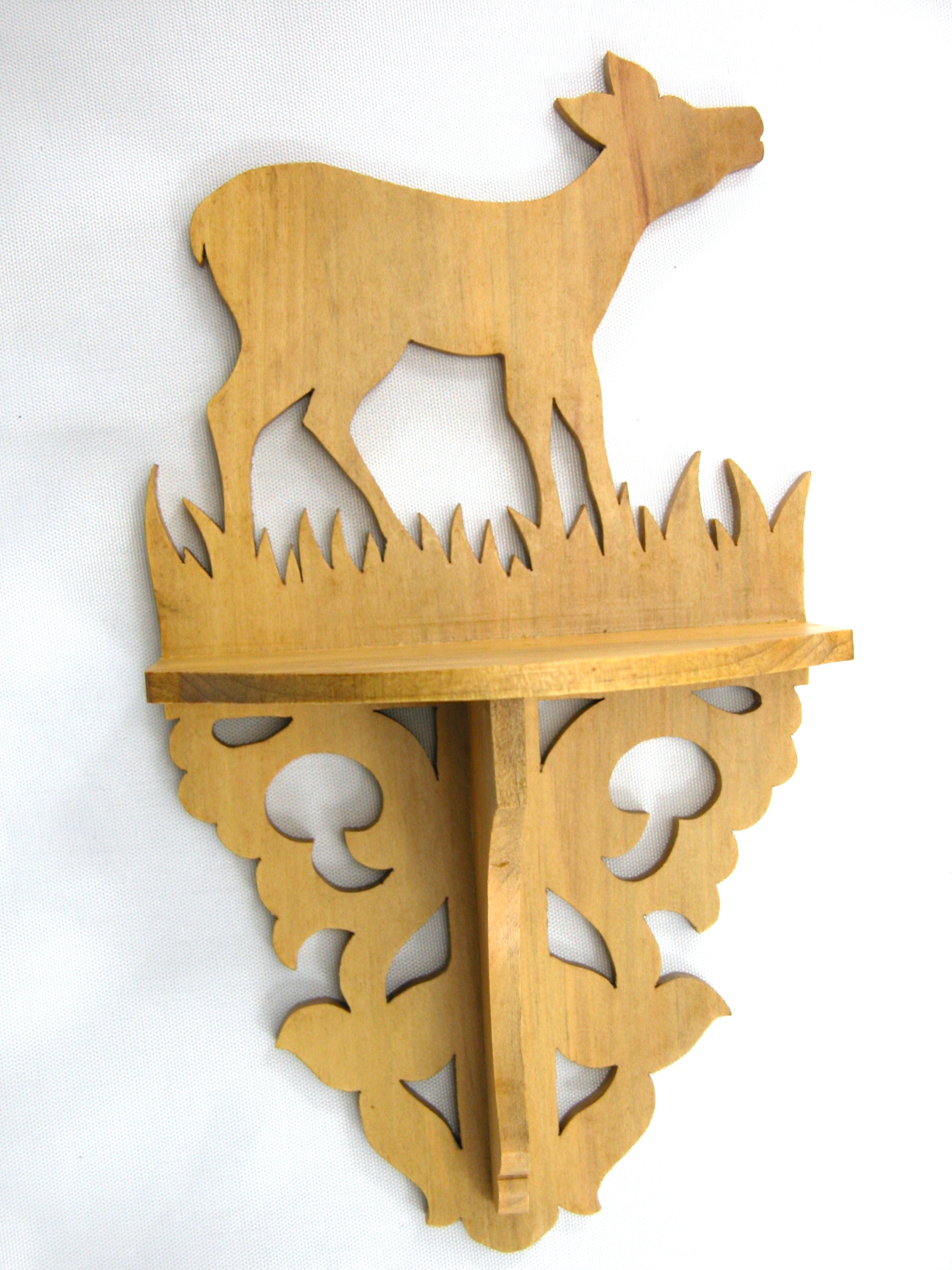 Handmade And Finished Wall Shelf Deer Sconce Handmade Victorian Style Fretwork For Home or Office Decor Use For Displaying Small Keepsakes. Size is 8x4.5 Inches.