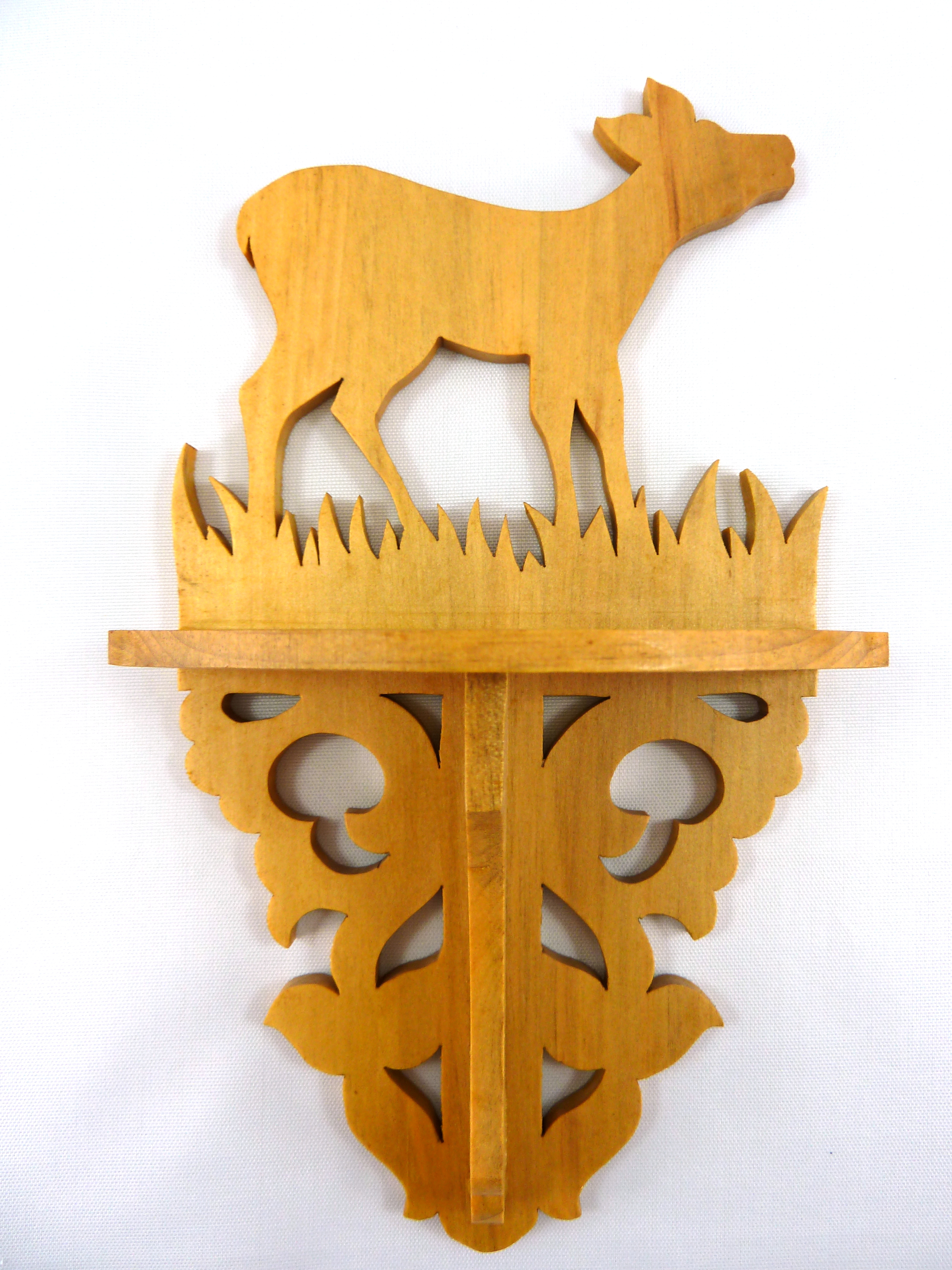 Handmade And Finished Wall Shelf Deer Sconce Handmade Victorian Style Fretwork For Home or Office Decor Use For Displaying Small Keepsakes. Size is 8x4.5 Inches.