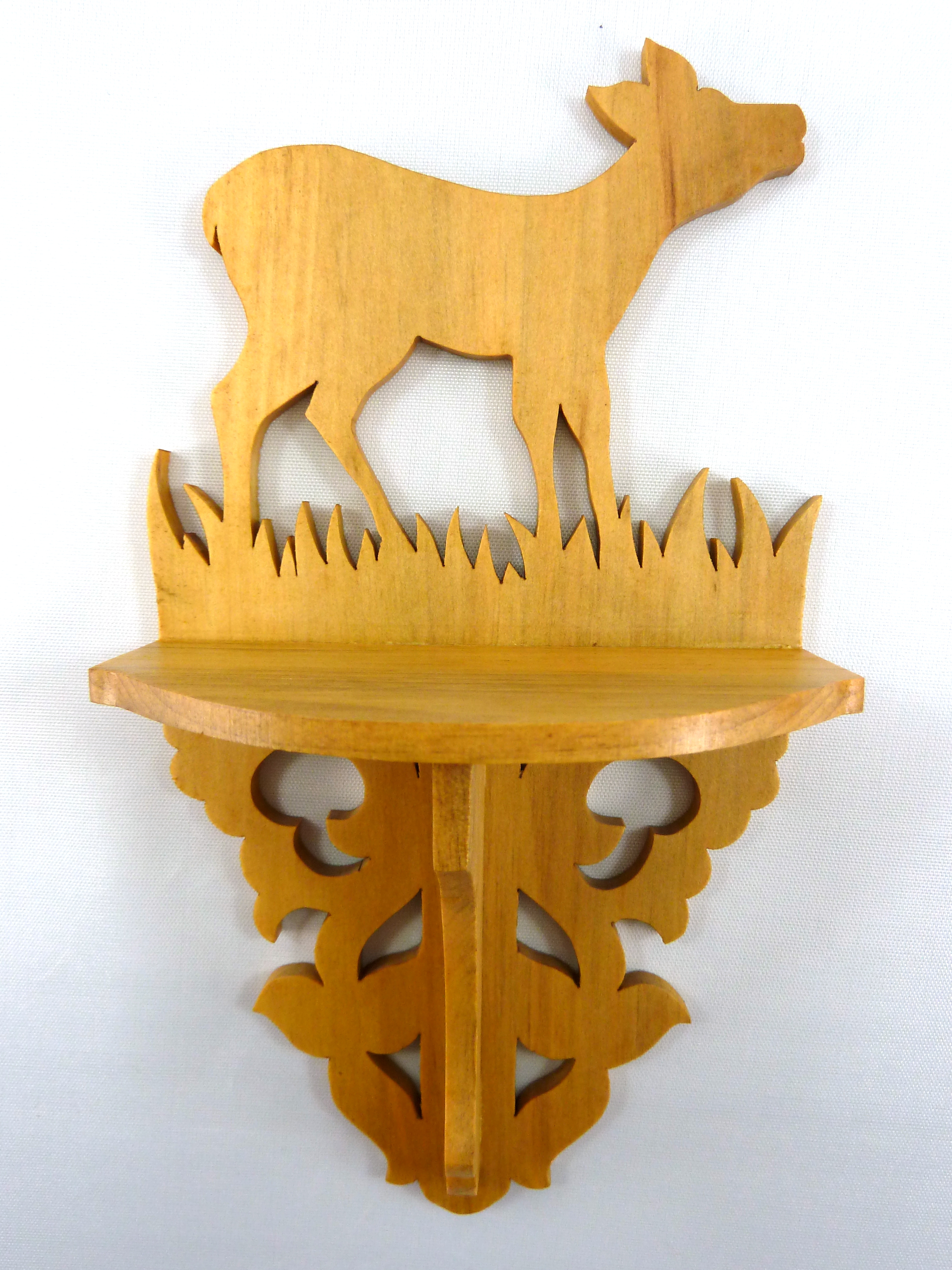 Handmade And Finished Wall Shelf Deer Sconce Handmade Victorian Style Fretwork For Home or Office Decor Use For Displaying Small Keepsakes. Size is 8x4.5 Inches.