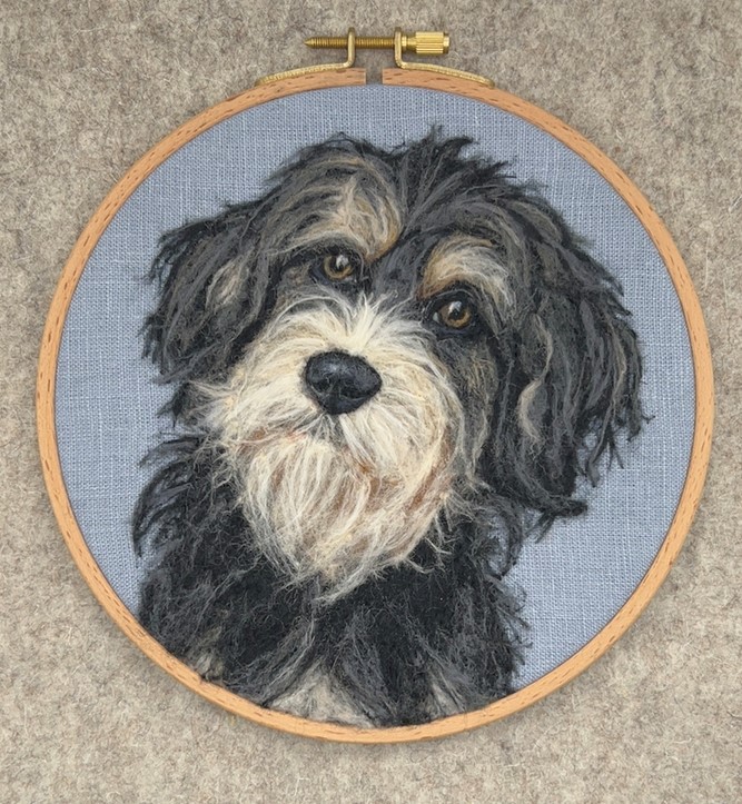 Custom needle outlet felted portrait