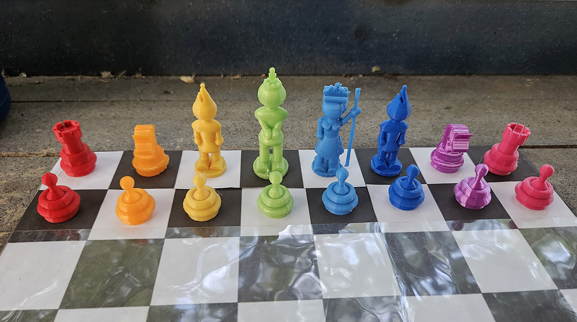 3D Printed Recycled Material Chess newest Board -Dog Themed