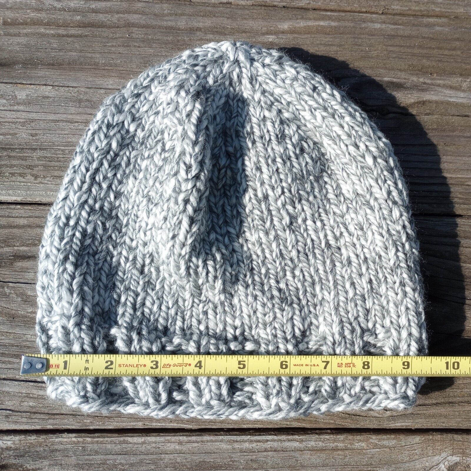 Clothing & Accessories :: Hats :: Winter Hats :: Handmade Men's Beanie Hat  Cap Hand Knit Slouch Shaded Path Gray Chunky Women L
