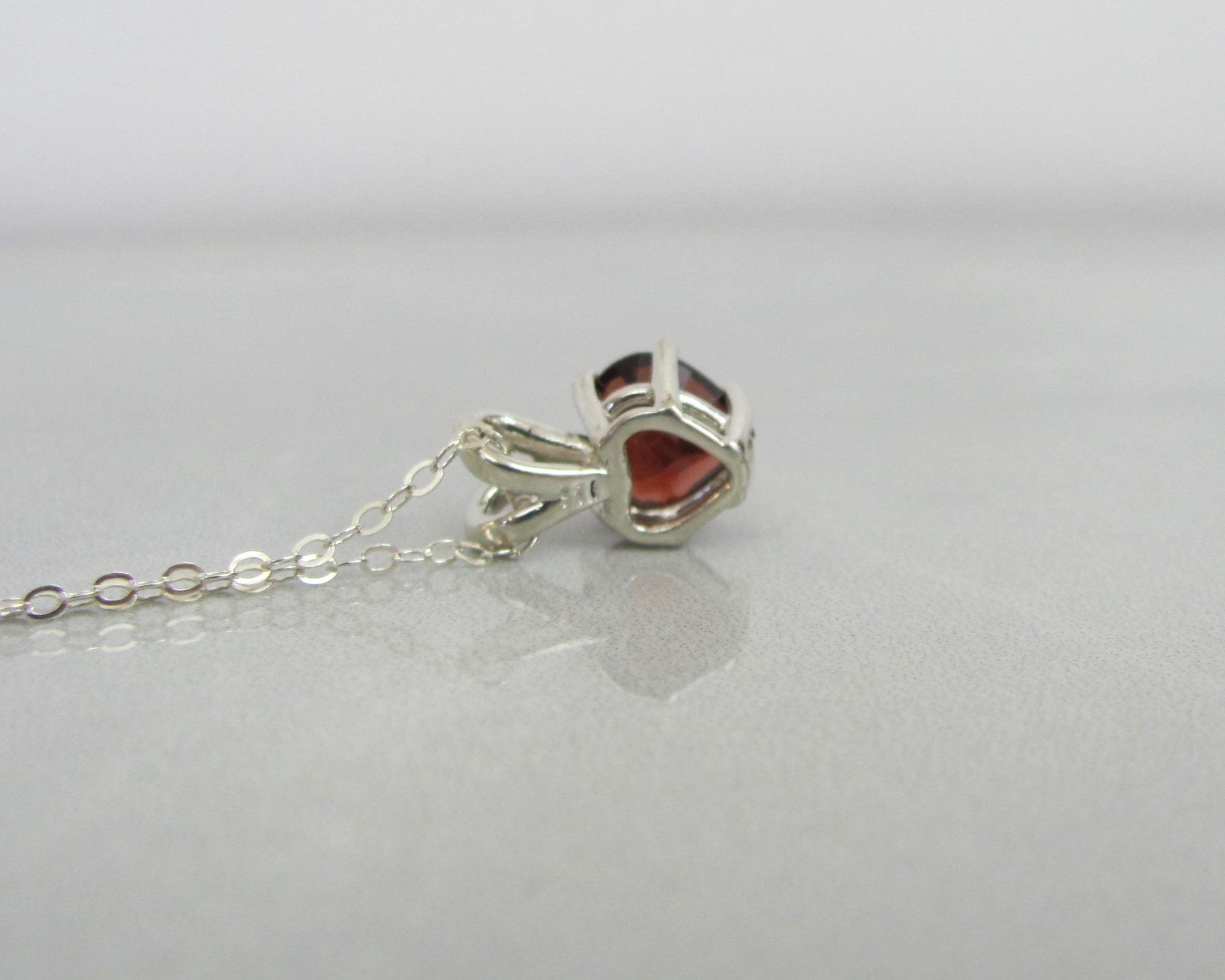 Garnet Heart Necklace in Sterling Silver, Valentine's Day Gift