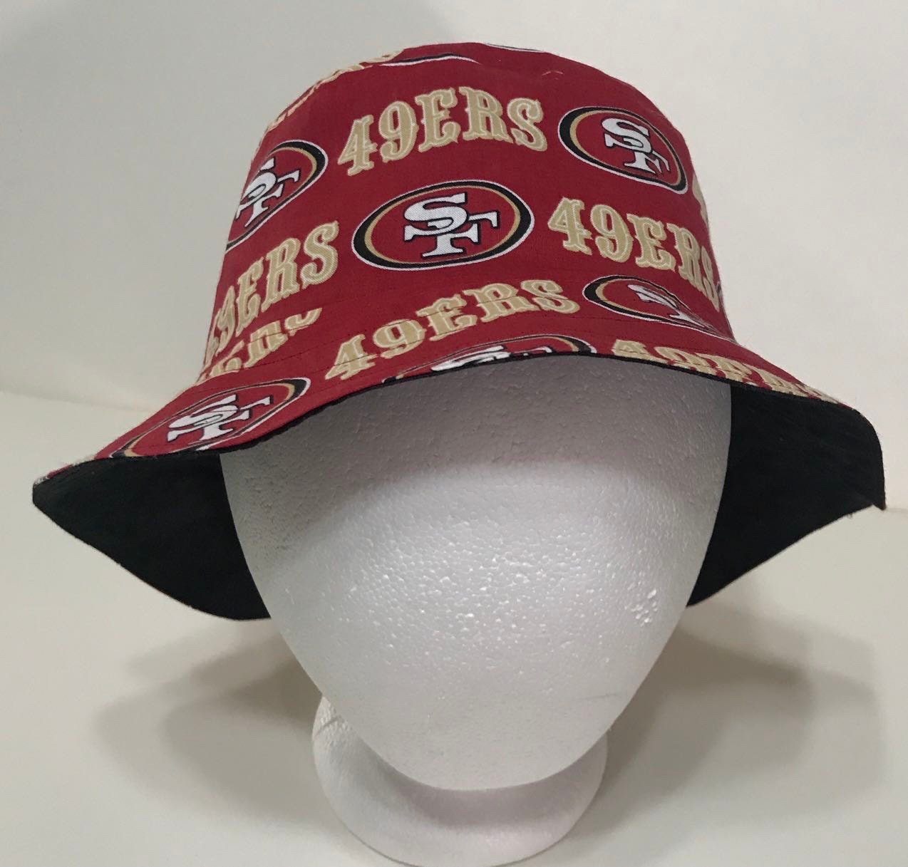 San Francisco 49ers Bucket Hat Reversible to Black Unisex Sizes S XXL Cotton Handmade summer fishing hat sun hat floppy hat