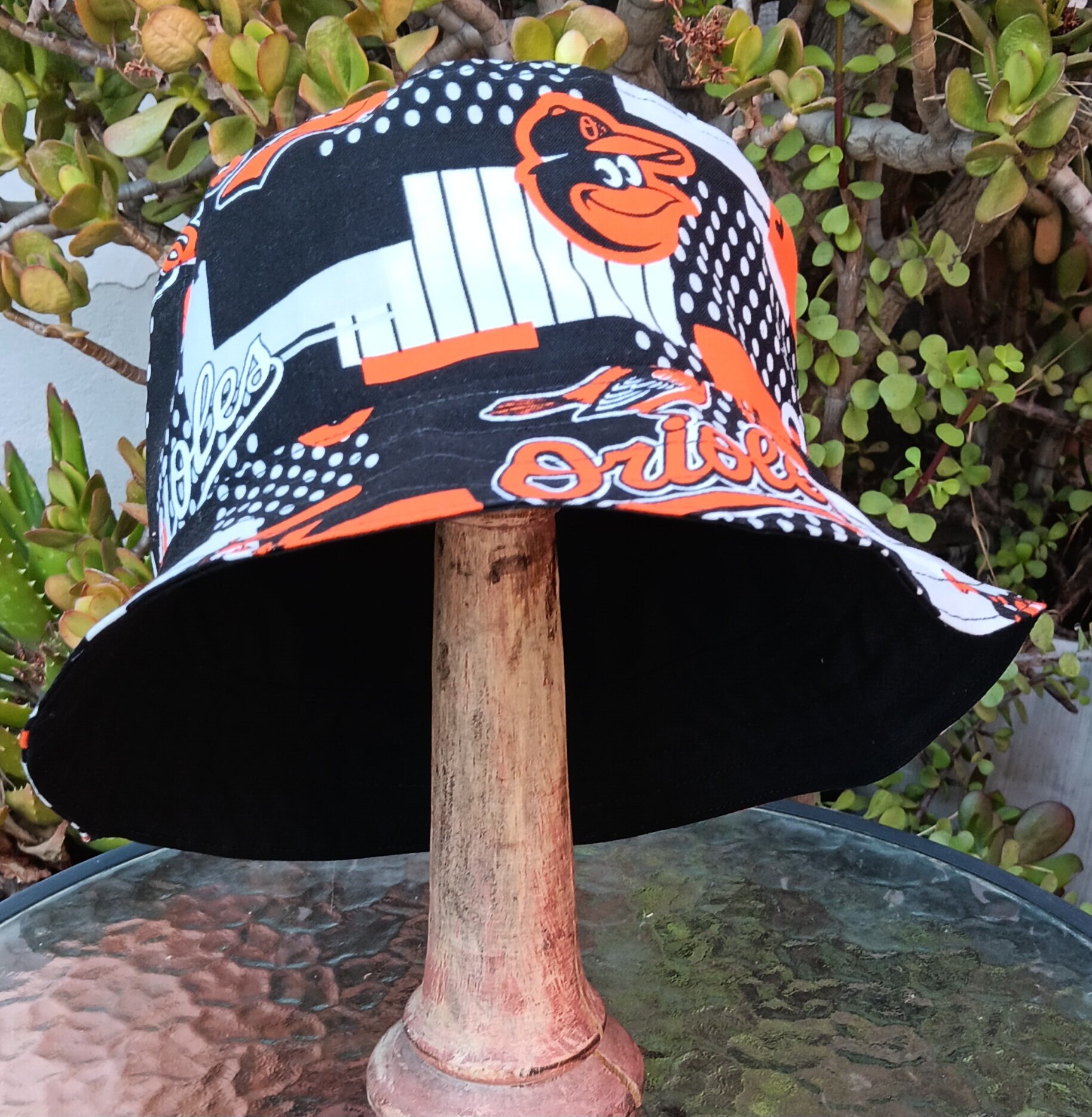 Baltimore Orioles Bucket Hat, Modern Block Print,Reverses to Black